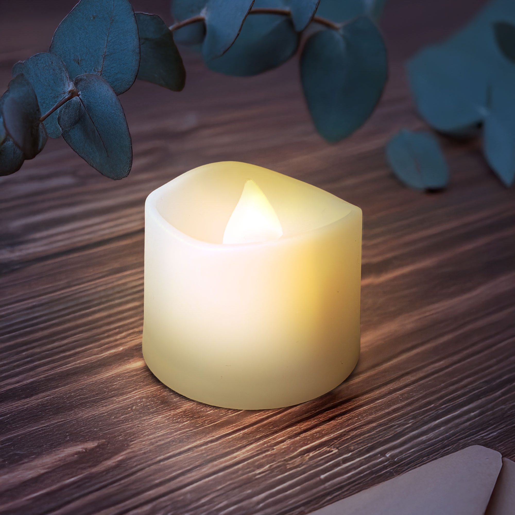 LED Teelicht mit Timer - warmweißes flackerndes Kerzenlicht