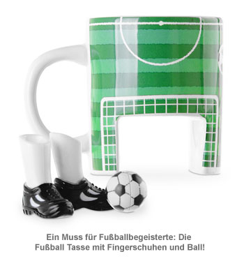 Fußball Tasse mit Fingerschuhen und Ball 3526 - 1