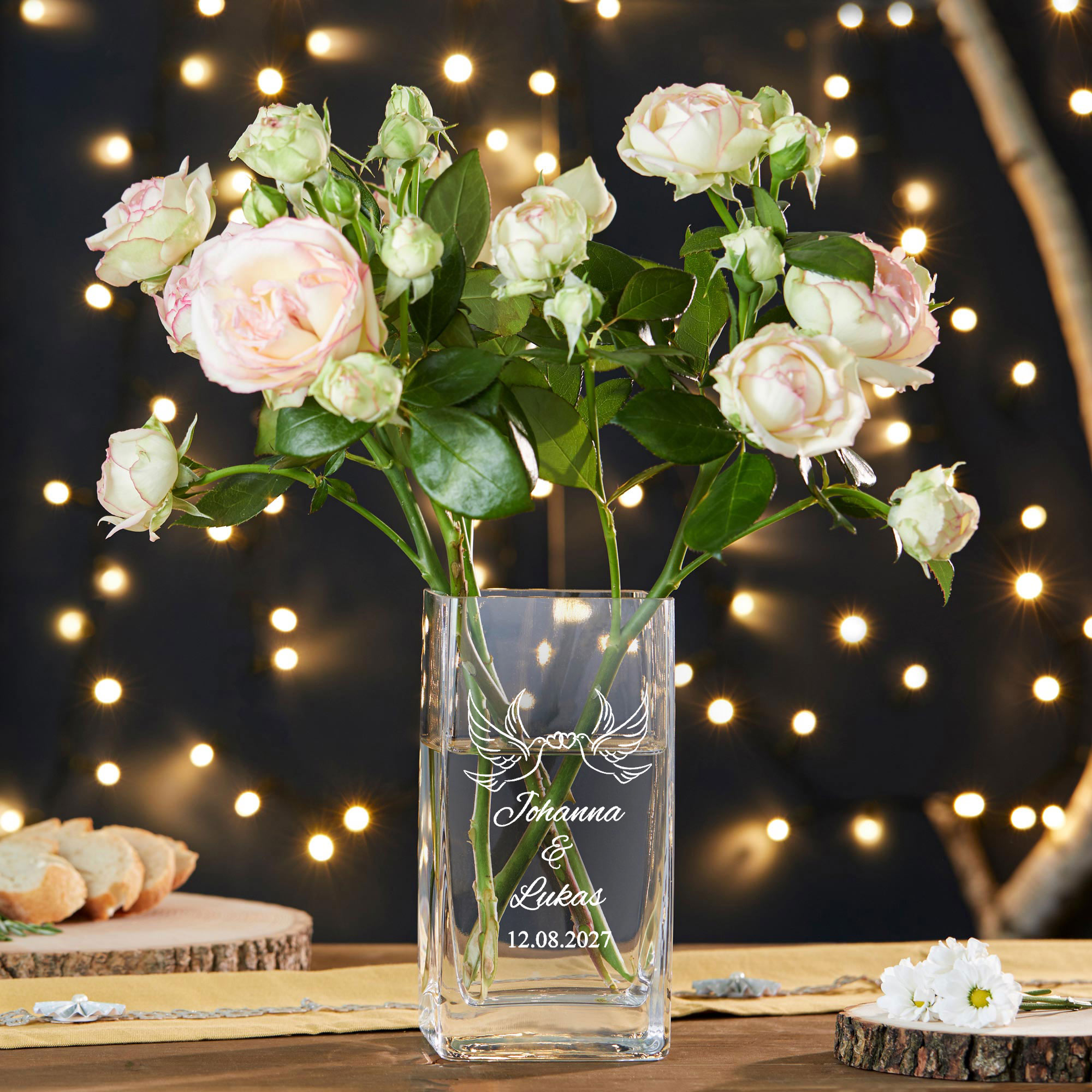 Vase Liebestauben - personalisiert Vase Liebestauben - personalisiert