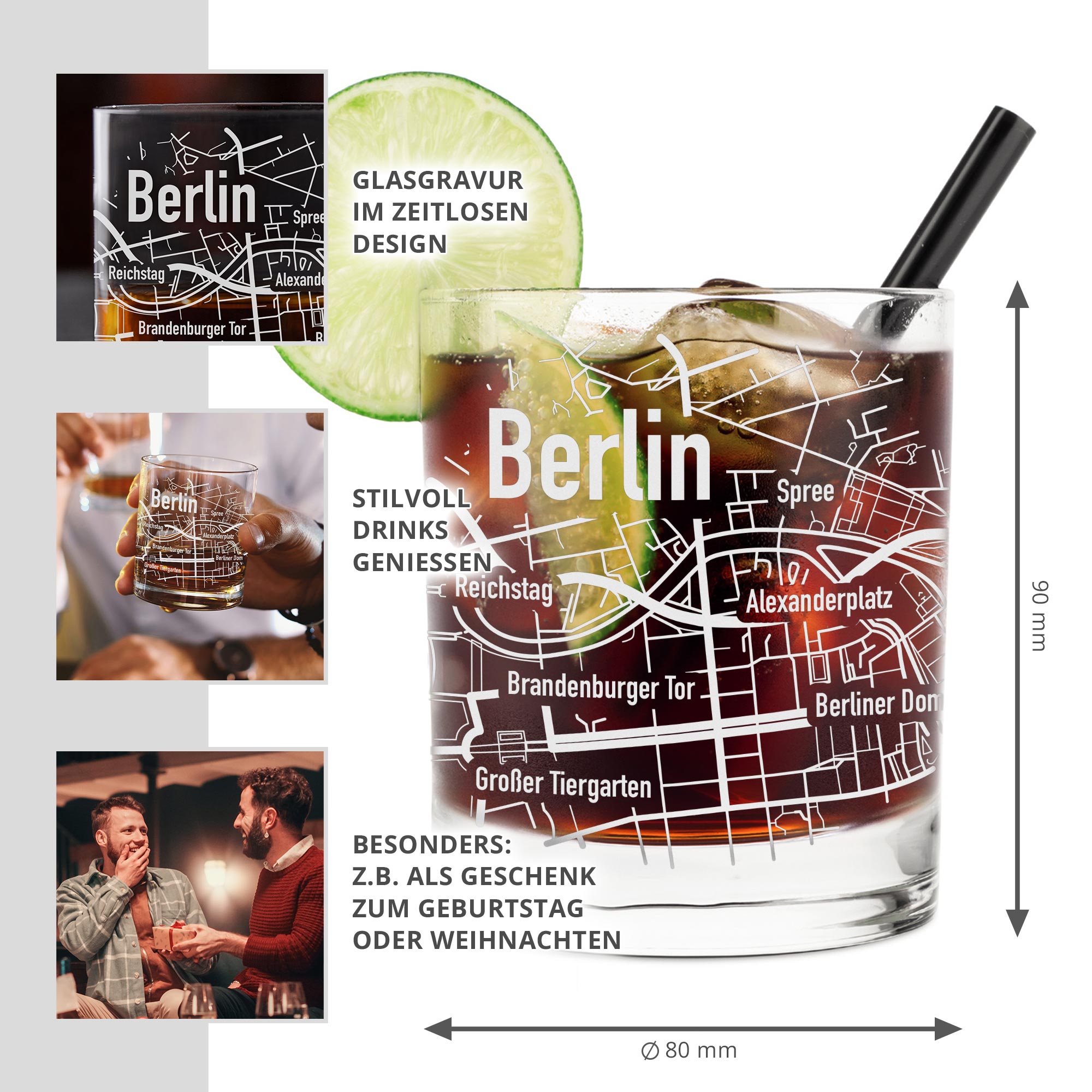  Whiskyglas mit Gravur - Berlin