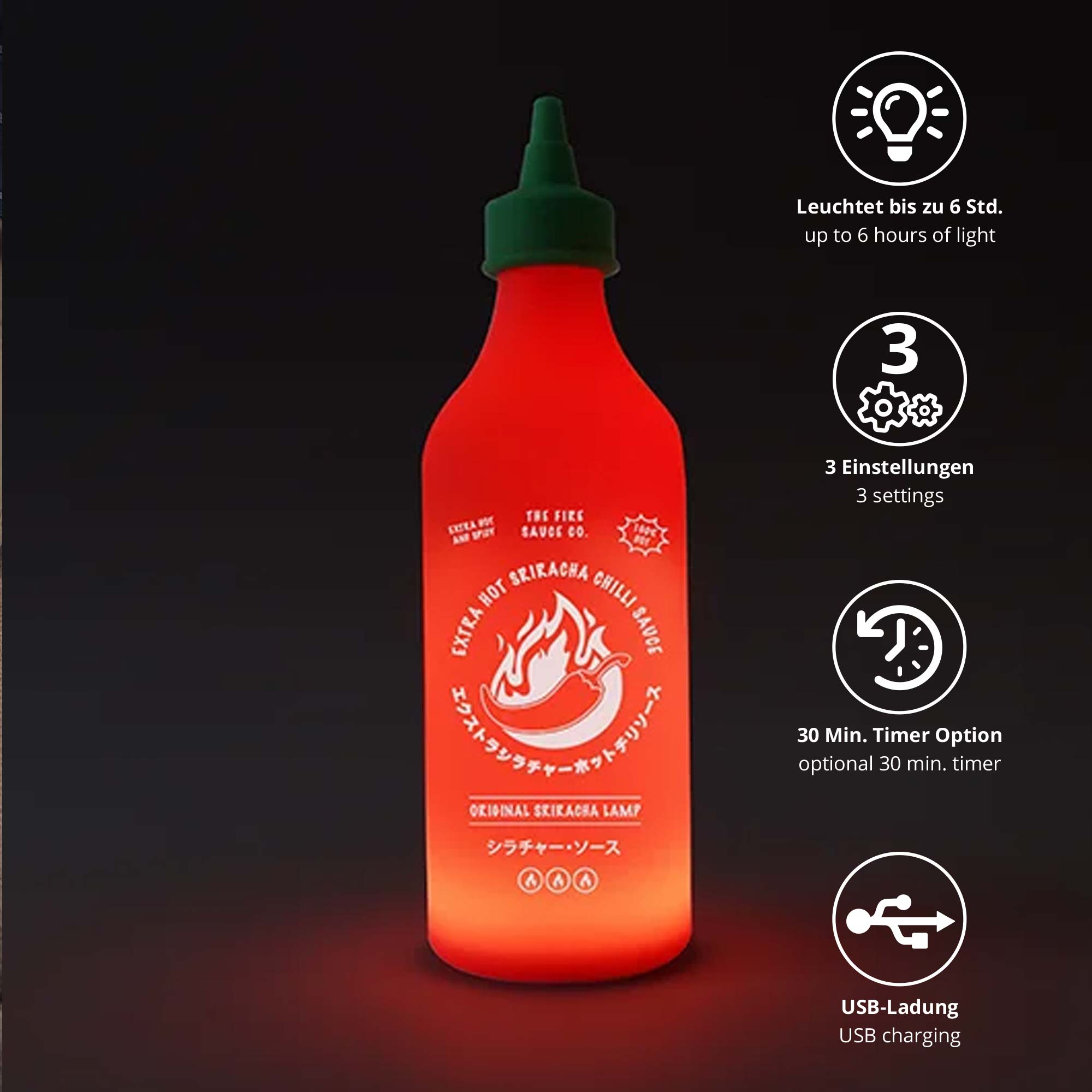 LED Lampe mit Touchfunktion - Chili Sauce
