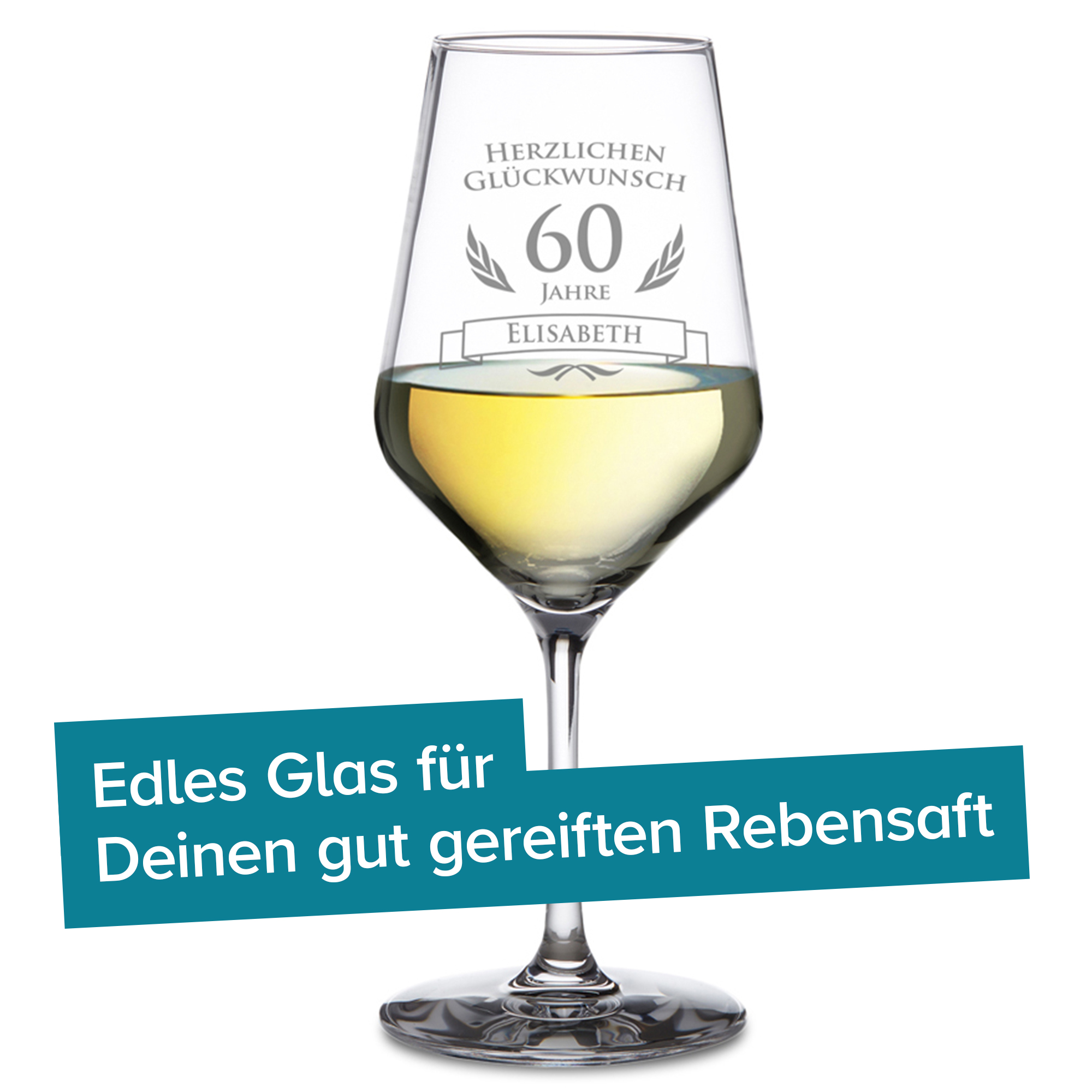 Weißweinglas zum 60. Geburtstag