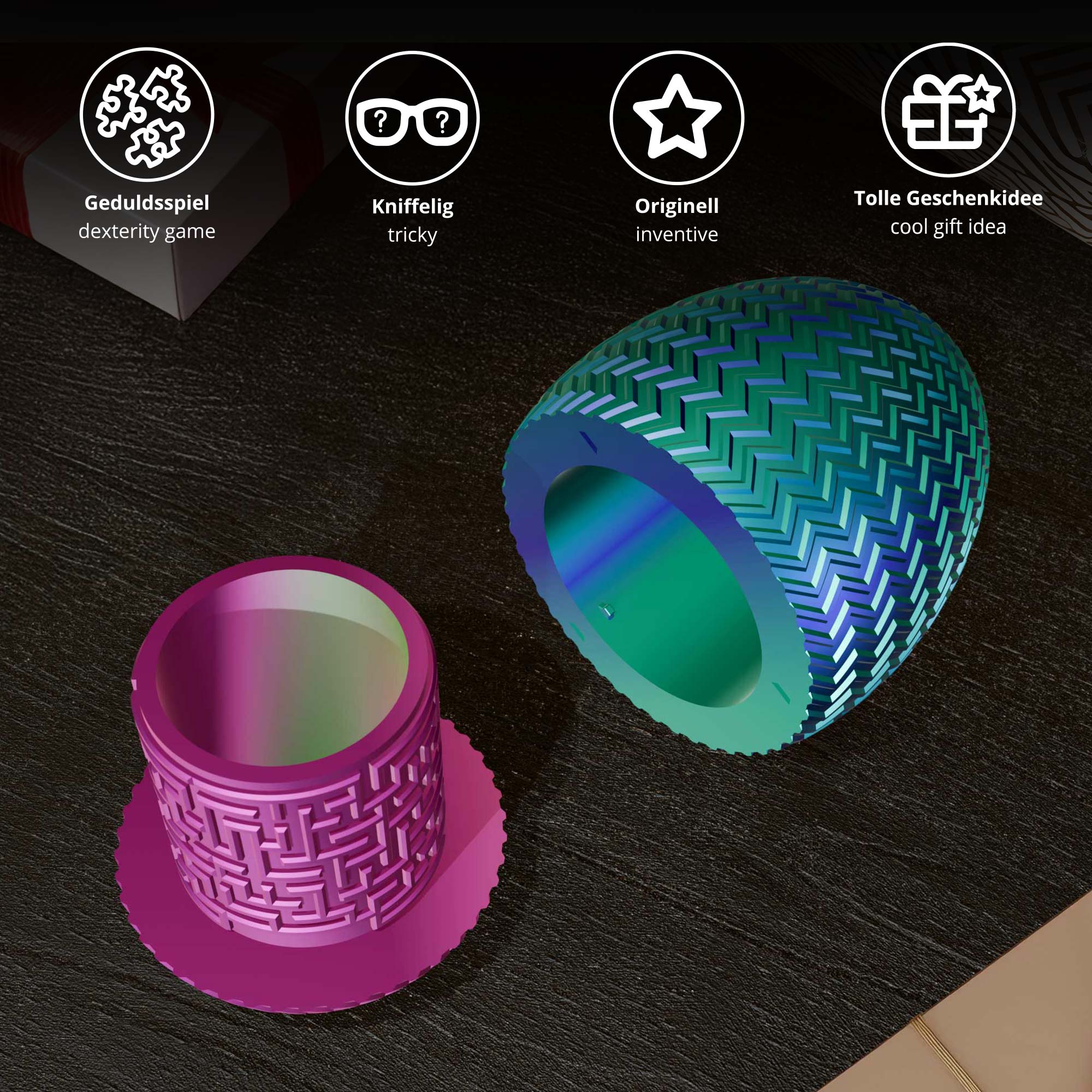 Labyrinthbox Ei – Geschenkverpackung für Geld & Gutscheine - Farbverlauf Labyrinthbox Ei – Geschenkverpackung für Geld & Gutscheine - Farbverlauf