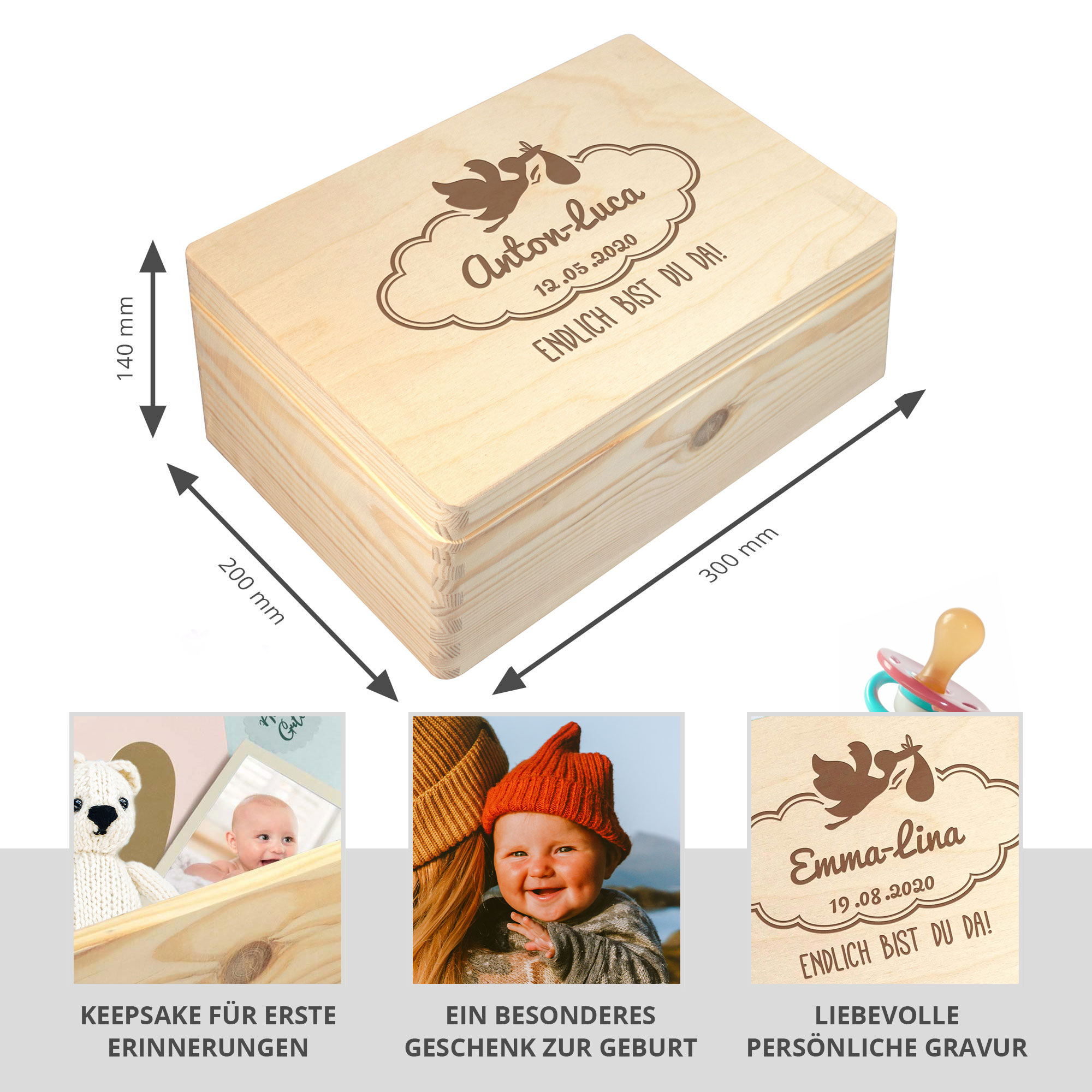 Memory Box zur Geburt - Storch Memory Box zur Geburt - Storch