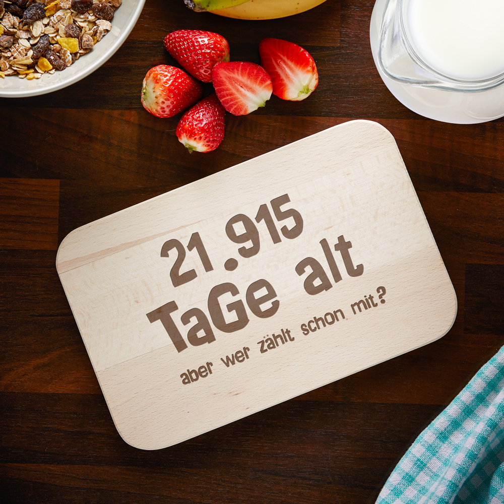 Graviertes Frühstücksbrettchen - Alter in Tagen 3052