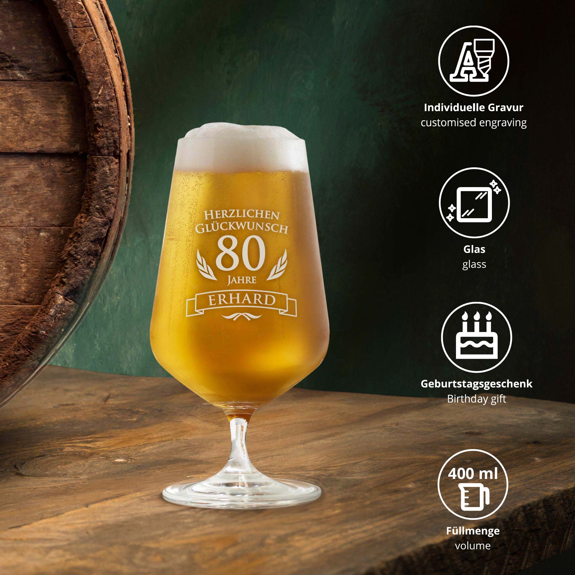 Bierglas zum 80. Geburtstag Bierglas zum 80. Geburtstag