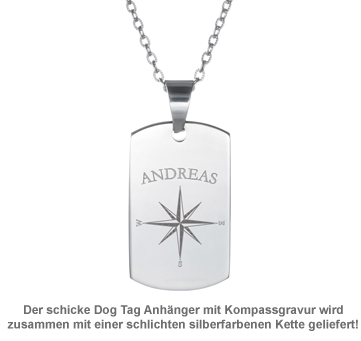 Army Dog Tag Kette mit Gravur - Kompass 3231 - 2