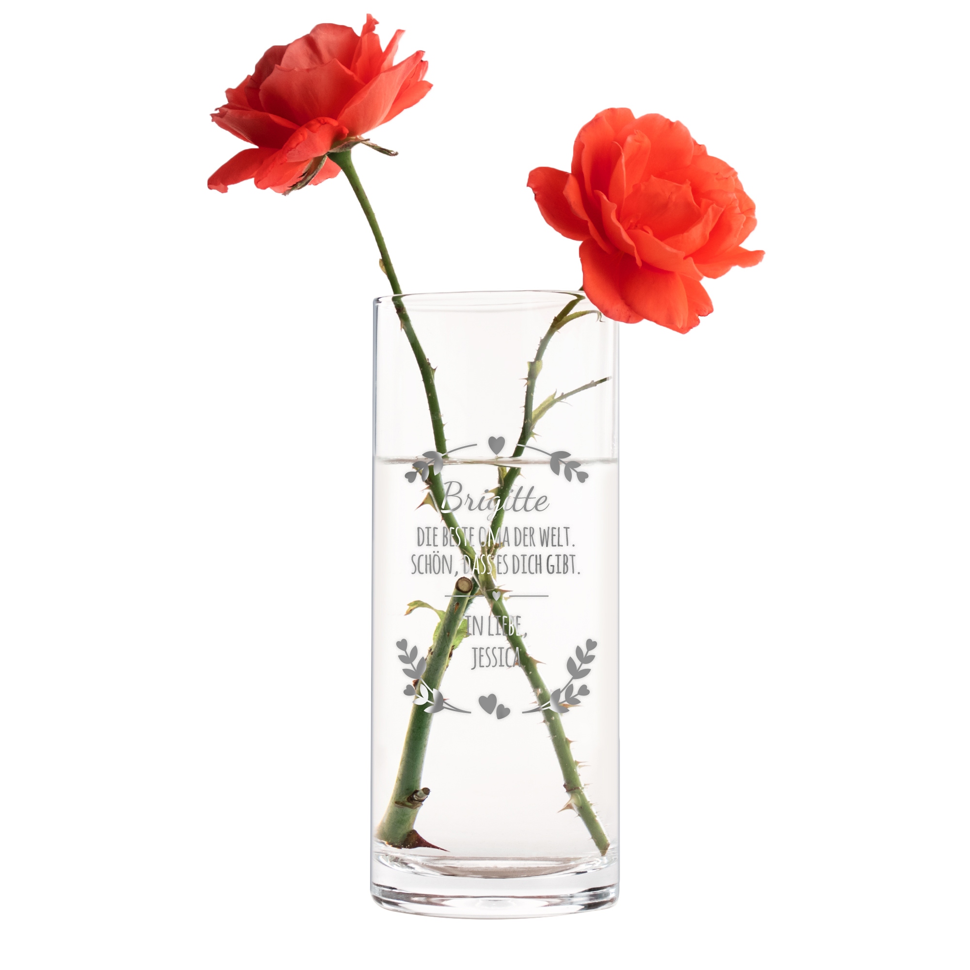 Runde Vase mit Gravur - Beste Oma