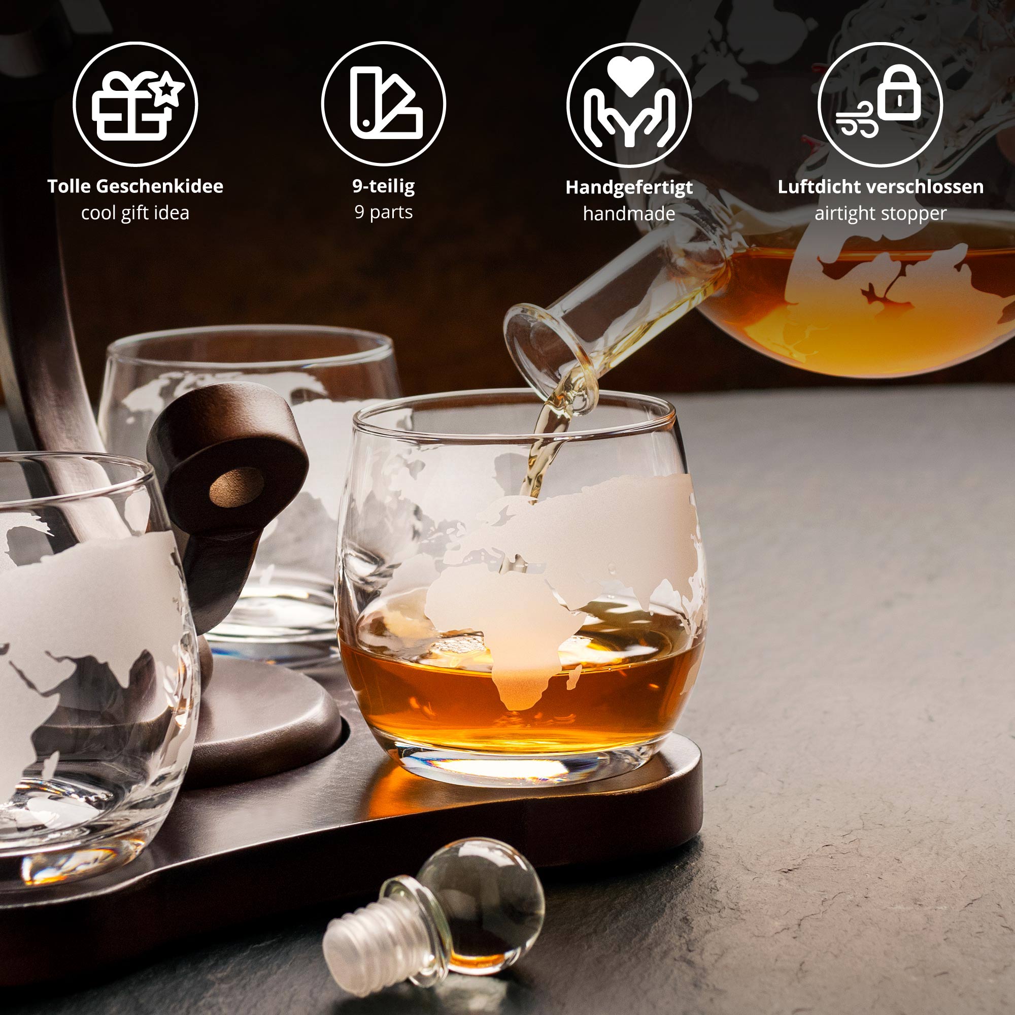 Whisky Set mit Globus Karaffe und 4 Gläsern - Segelschiff 0006-0065-EU-0000 - 3