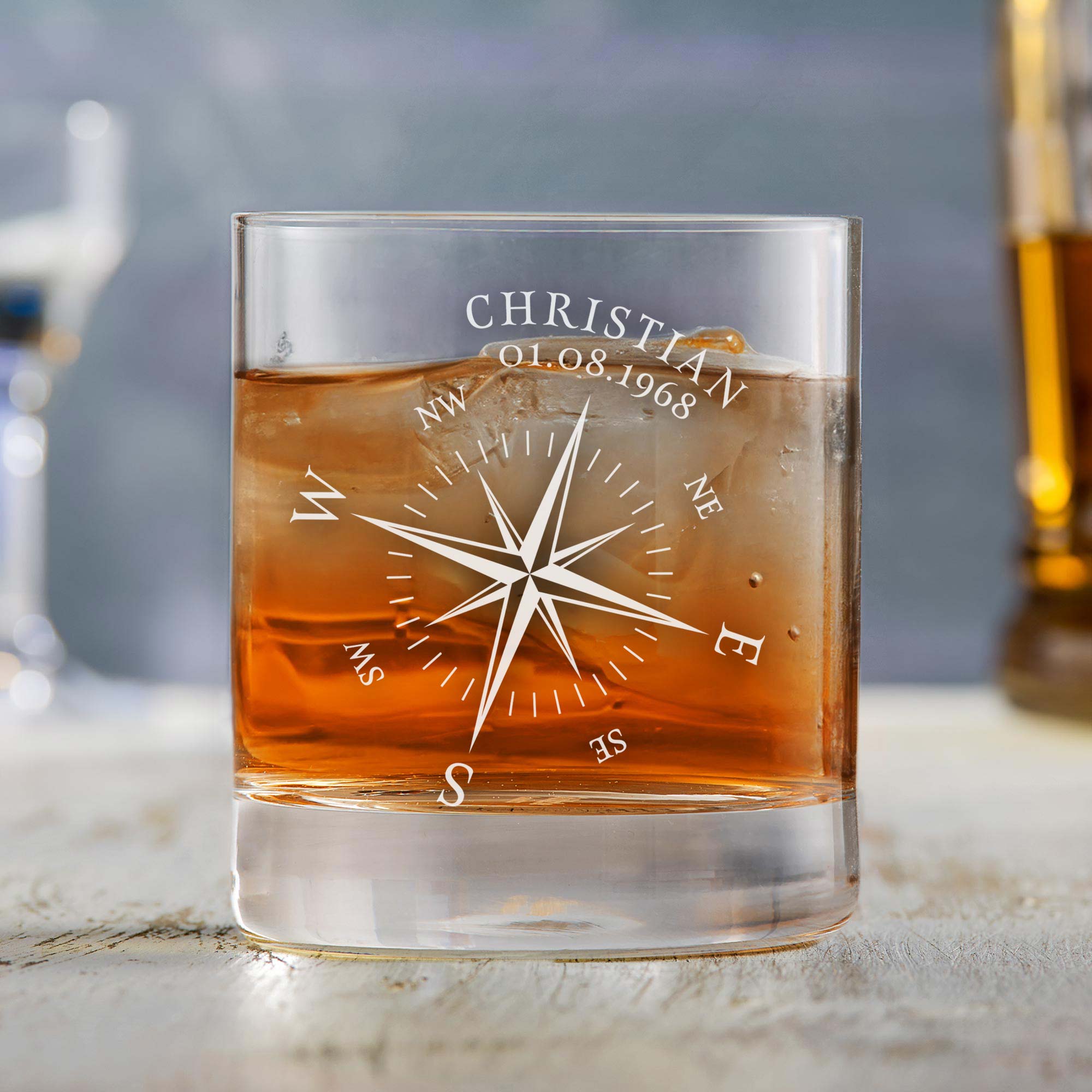 Personalisiertes Whiskyglas - Kompass