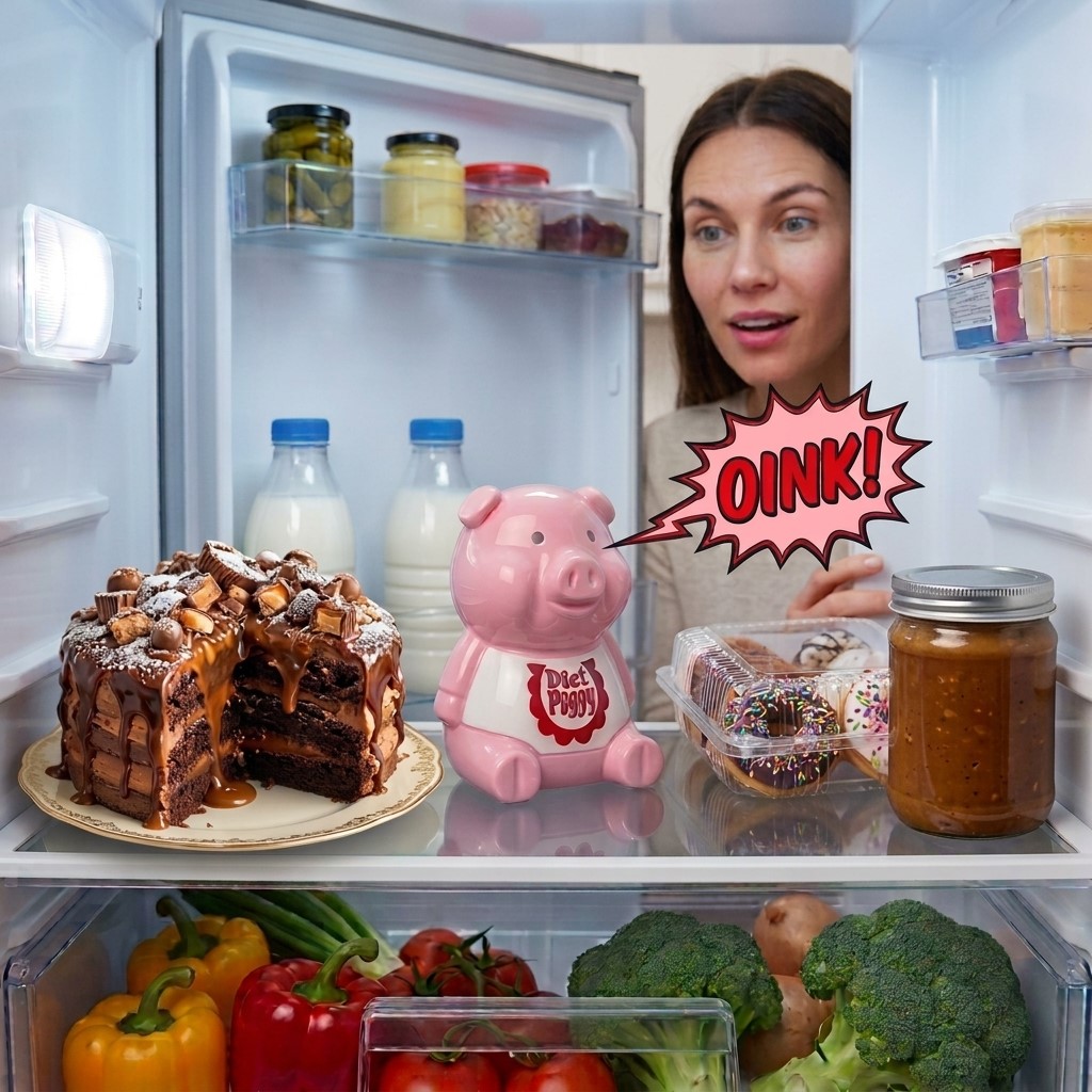 Diät Schweinchen für Kühlschrank - grunzender Scherzartikel