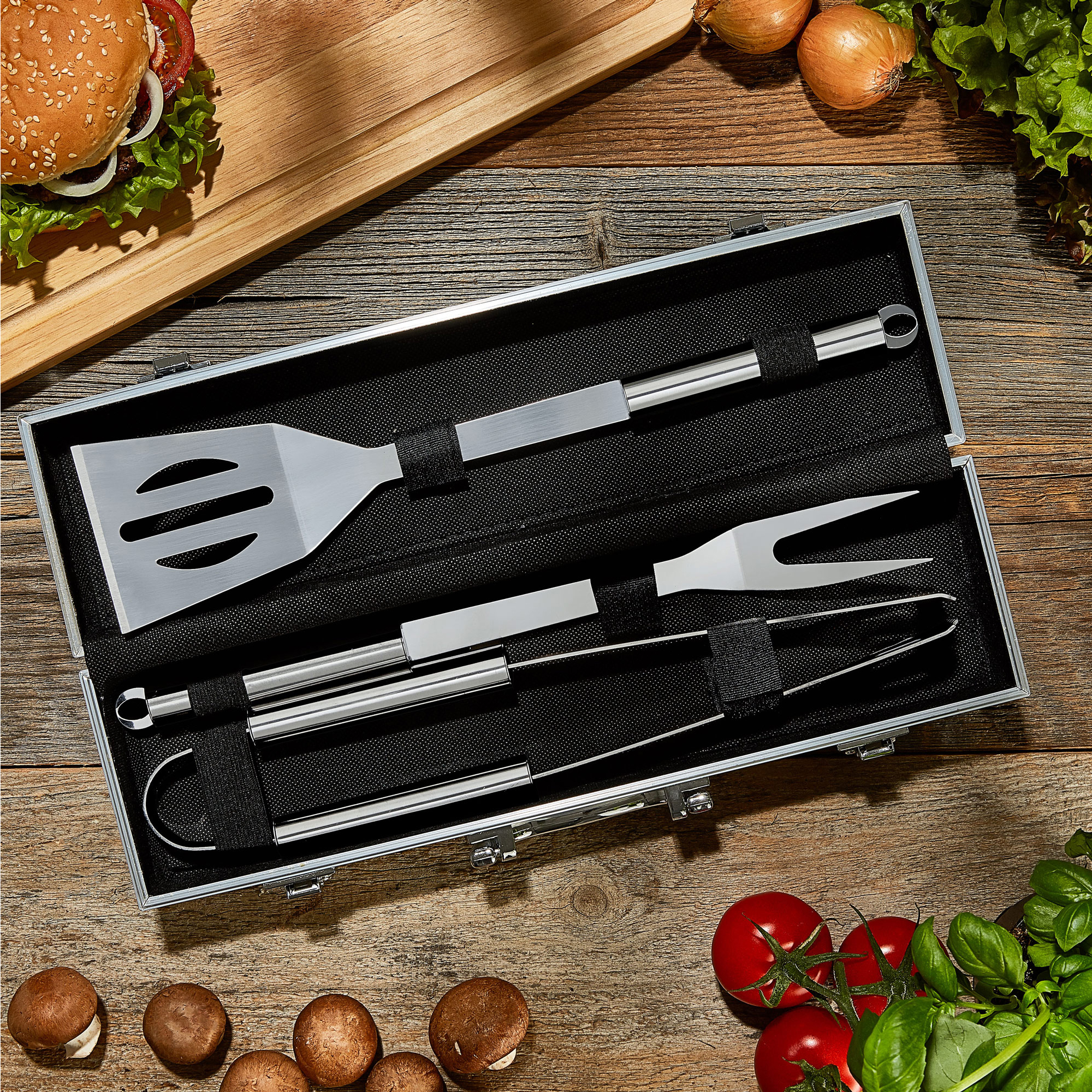 Grillbesteck Koffer mit Schneidebrett Grillset - Bester Papa 4137 - 3