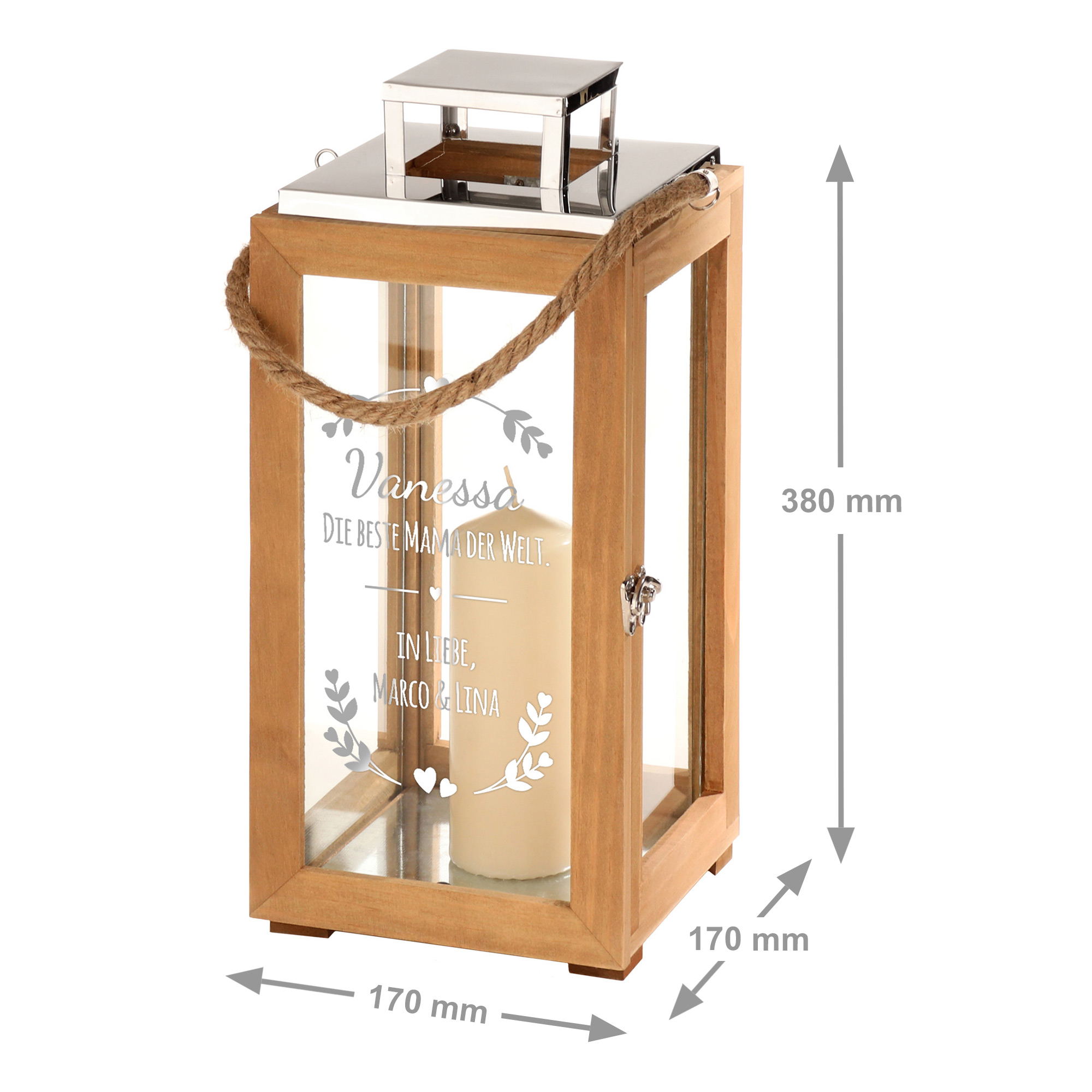 Laterne - Holz - Beste Mama - Personalisiert
