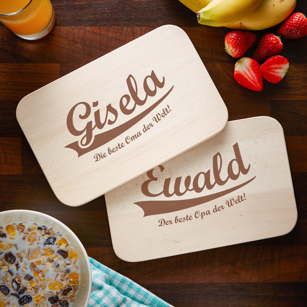 Frühstücksbrettchen Set mit Gravur - Die besten Großeltern 3372