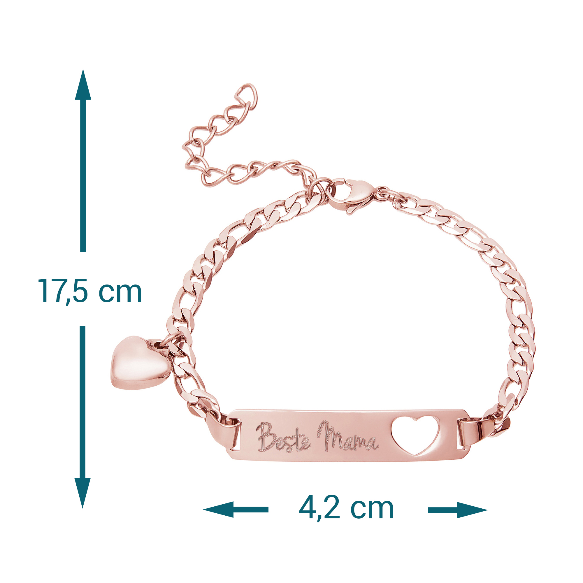 Rosegold Armband mit Herzstanze - Beste Mama 1112-180-MZ - 8