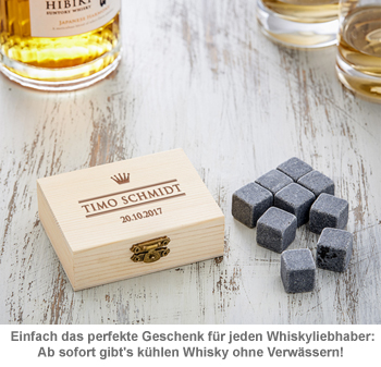 Whisky Steine in Holzkiste mit Gravur - Royal 3150 - 3