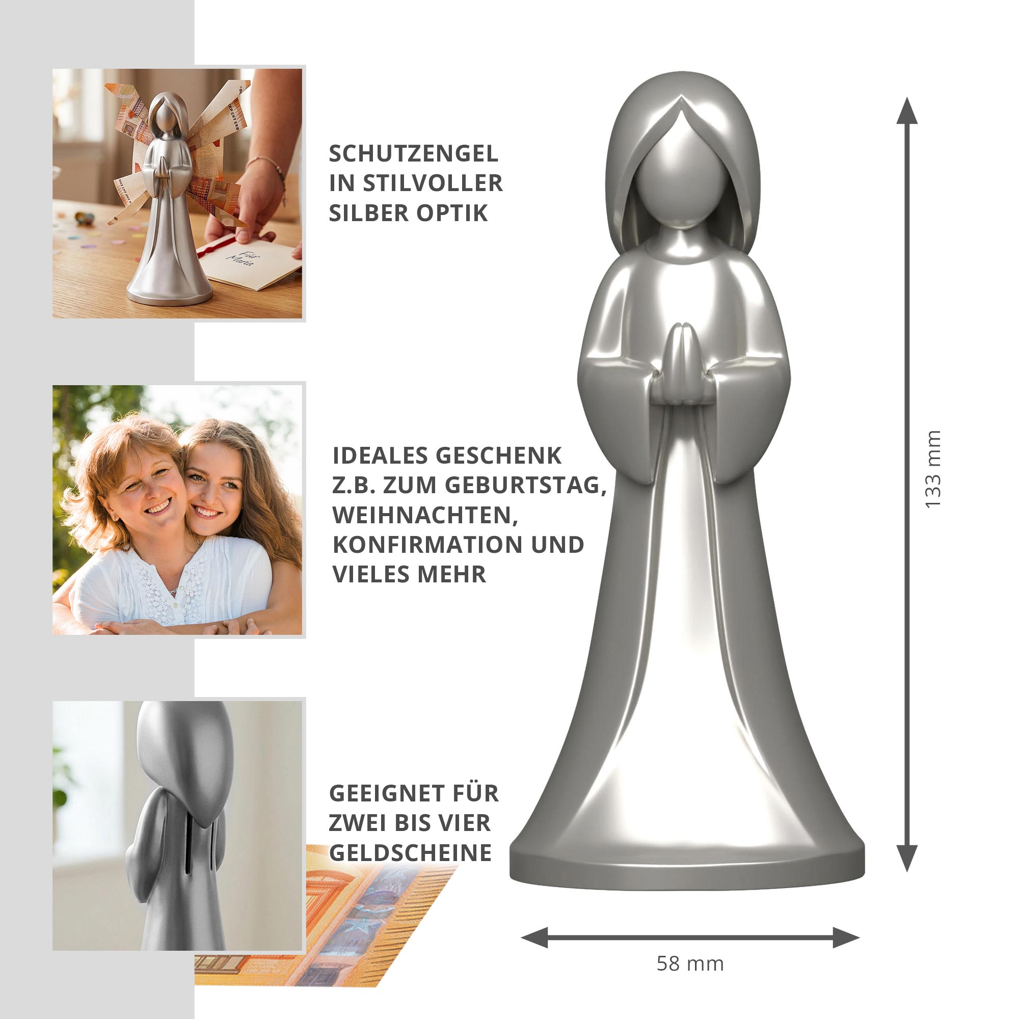 Schutzengel der Freude - Geldgeschenk Engel Silber Schutzengel der Freude - Geldgeschenk Engel Silber