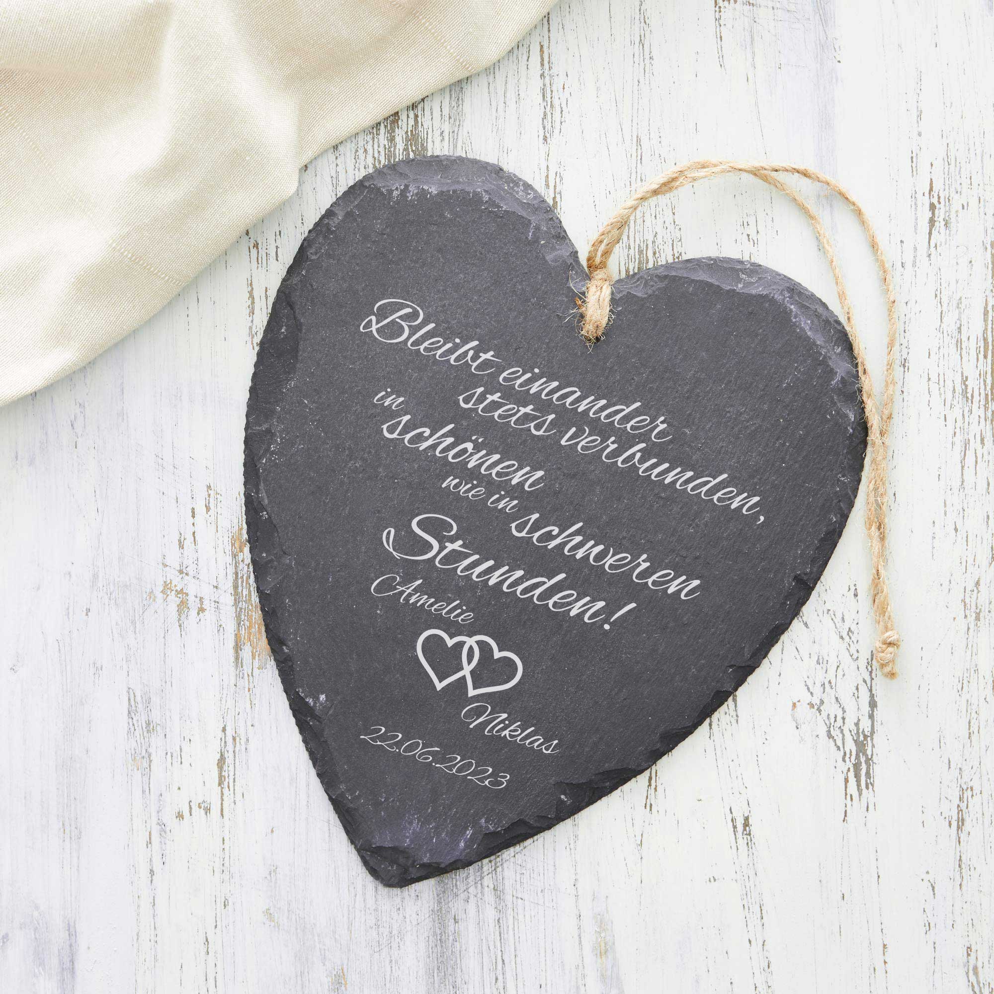 Schieferherz zur Hochzeit - personalisiert Schieferherz zur Hochzeit - personalisiert