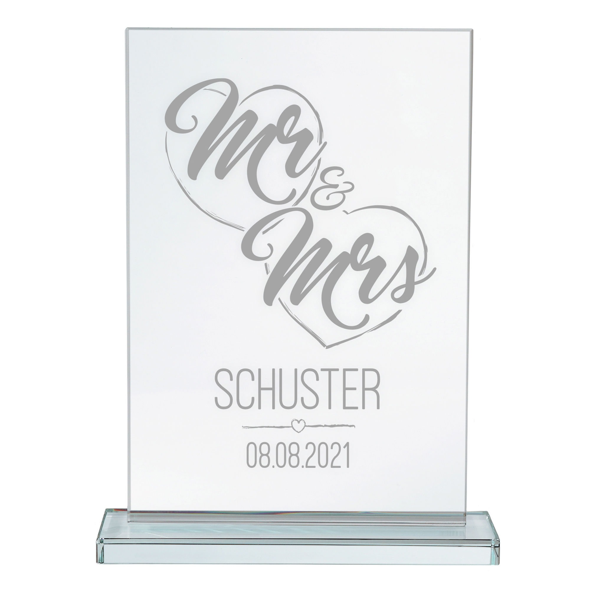 Personalisierter Glaspokal zur Hochzeit - Mr and Mrs 2162-66-MZ - 2