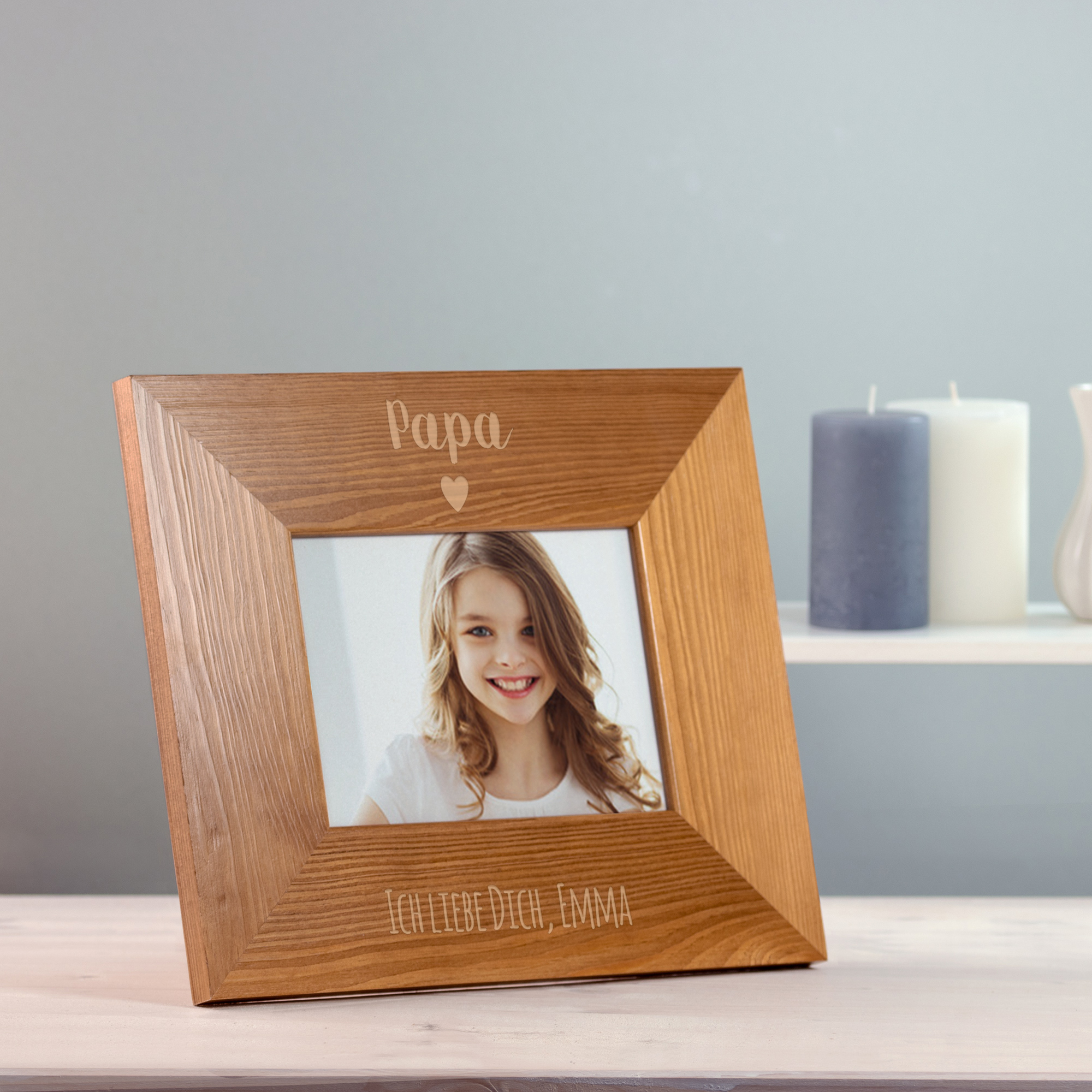 Personalisierter Bilderrahmen - Papa mit Herz