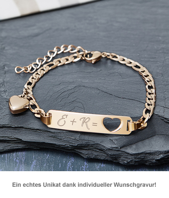 Armband mit Herzstanze Gold - Initialengravur