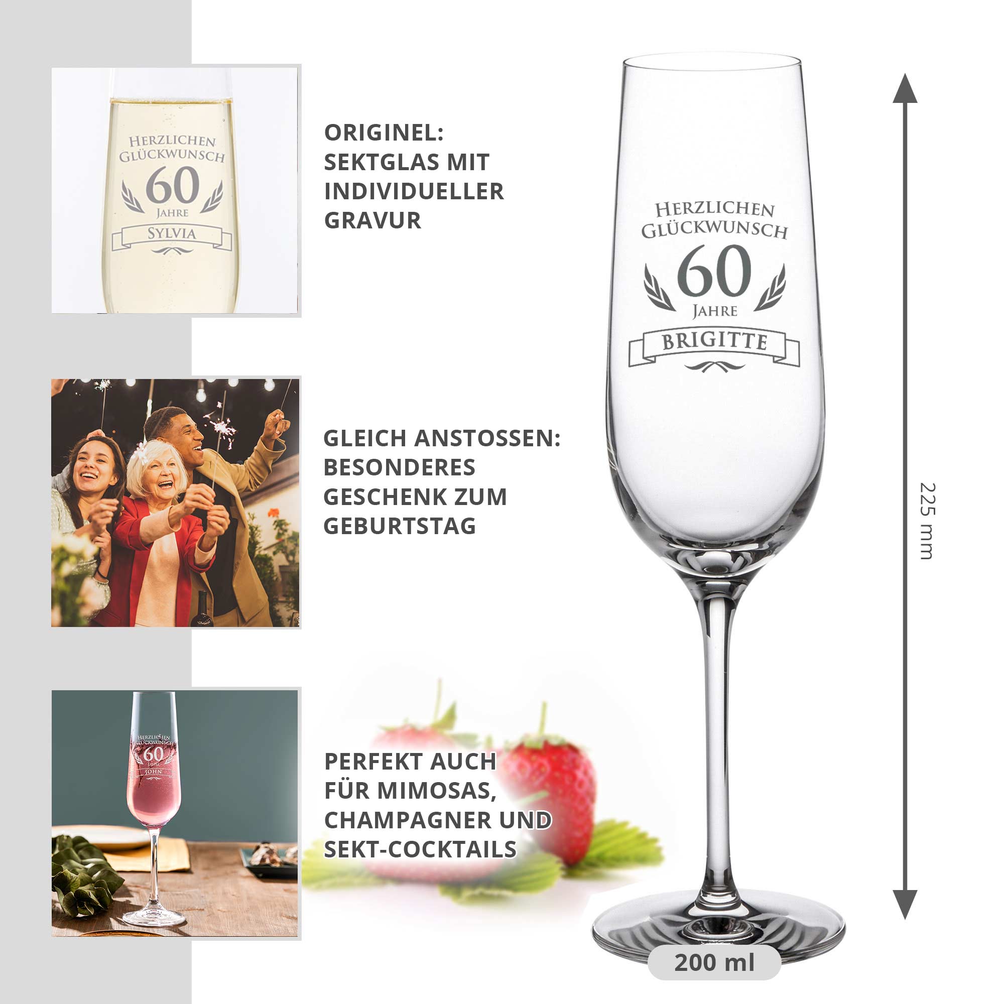Sektglas zum 60. Geburtstag Sektglas zum 60. Geburtstag