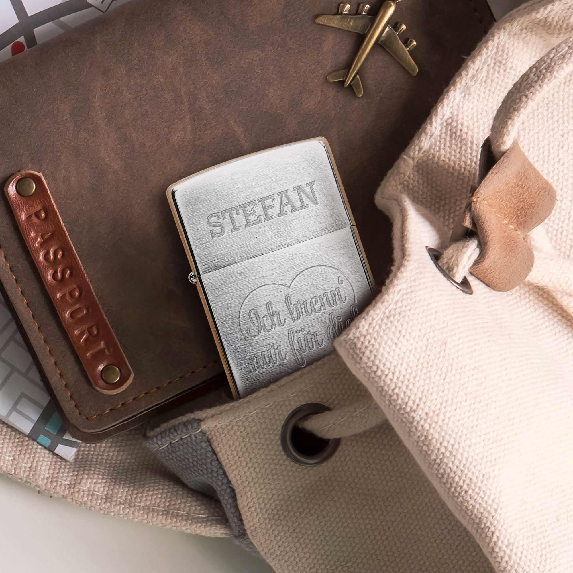 Zippo Sturmfeuerzeug mit Gravur - Ich brenn' nur für dich