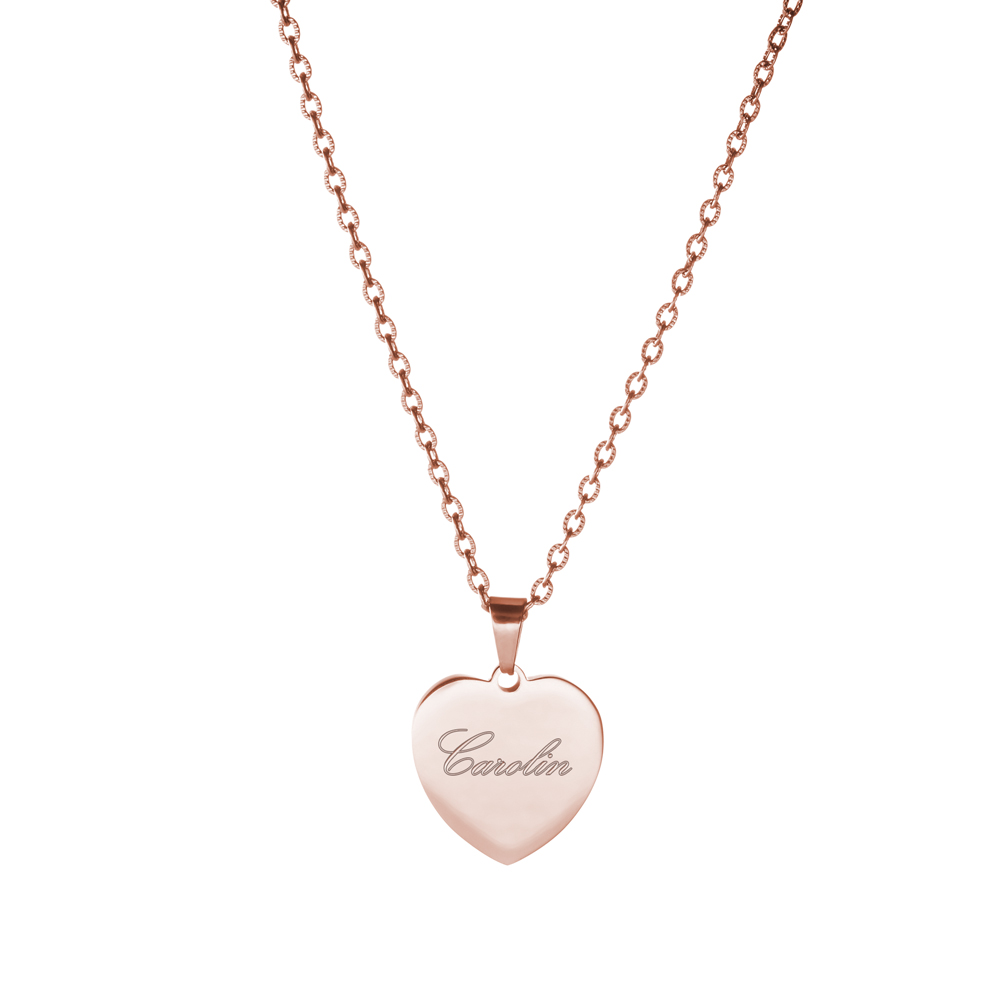 Herzanhänger Rosegold graviert mit Kette - Name 3697 - 1