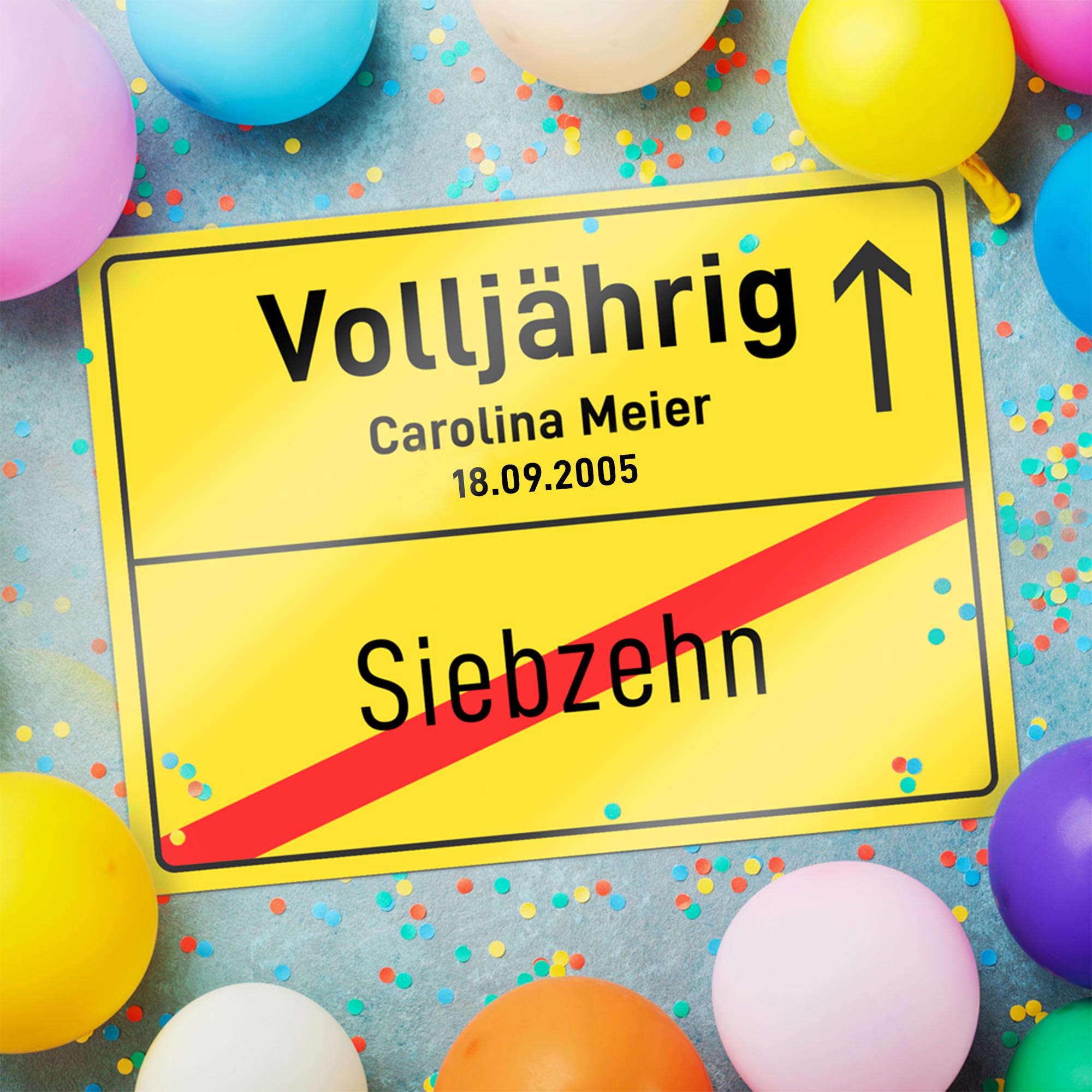 Personalisiertes Ortsschild - 18. Geburtstag Personalisiertes Ortsschild - 18. Geburtstag
