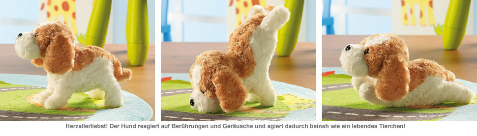 Kuscheltier Hund mit Berührungs- und Akustiksensor 2914 - 1