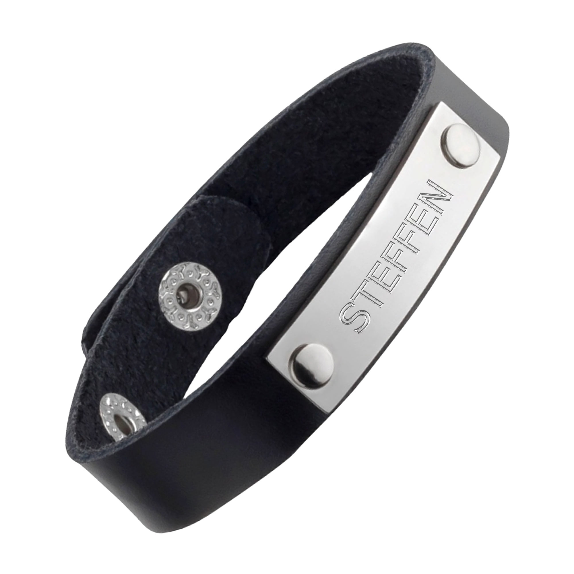 Lederarmband schwarz - Herren Armband mit Gravur