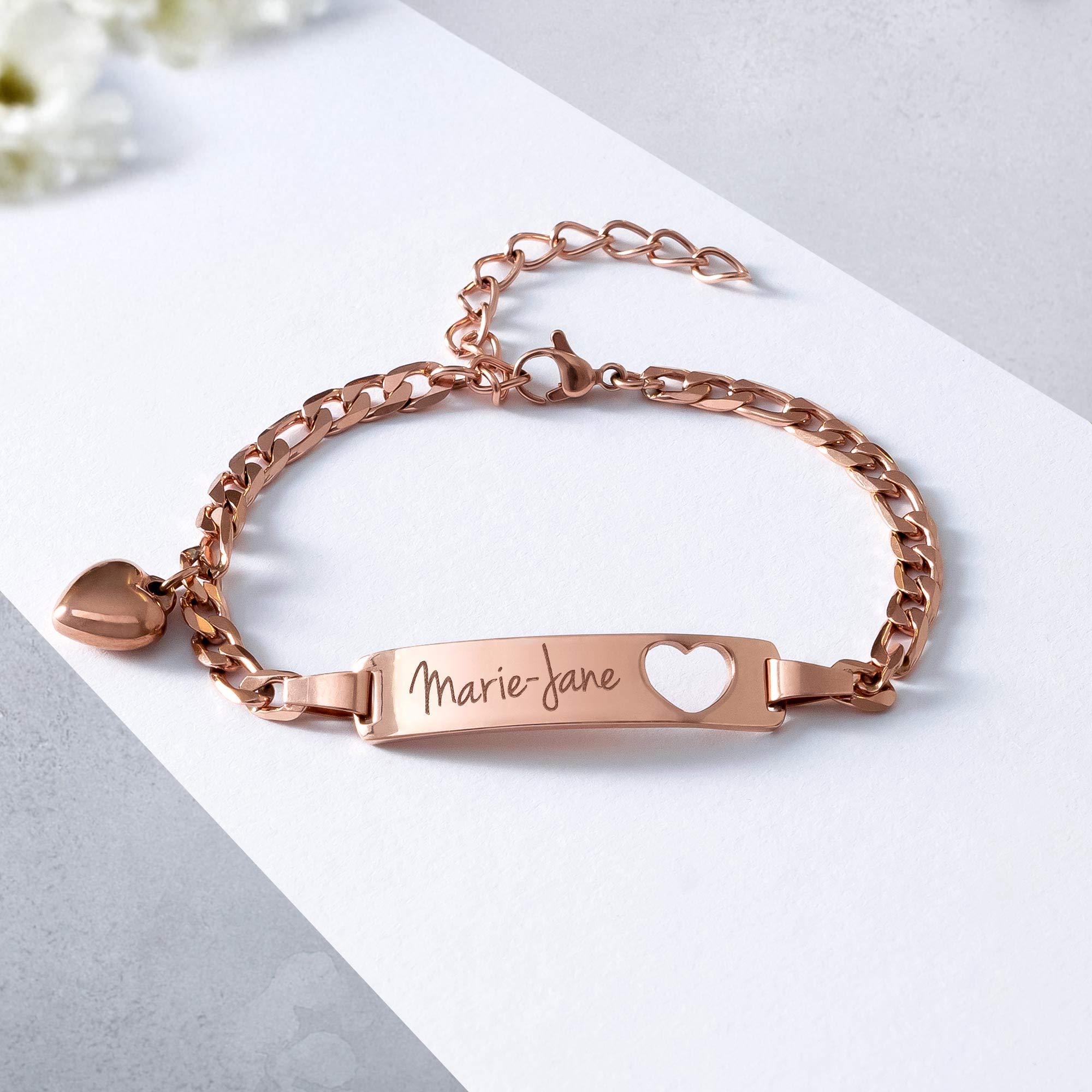 Armband mit Herzstanze Rosegold - Namensgravur Armband mit Herzstanze Rosegold - Namensgravur