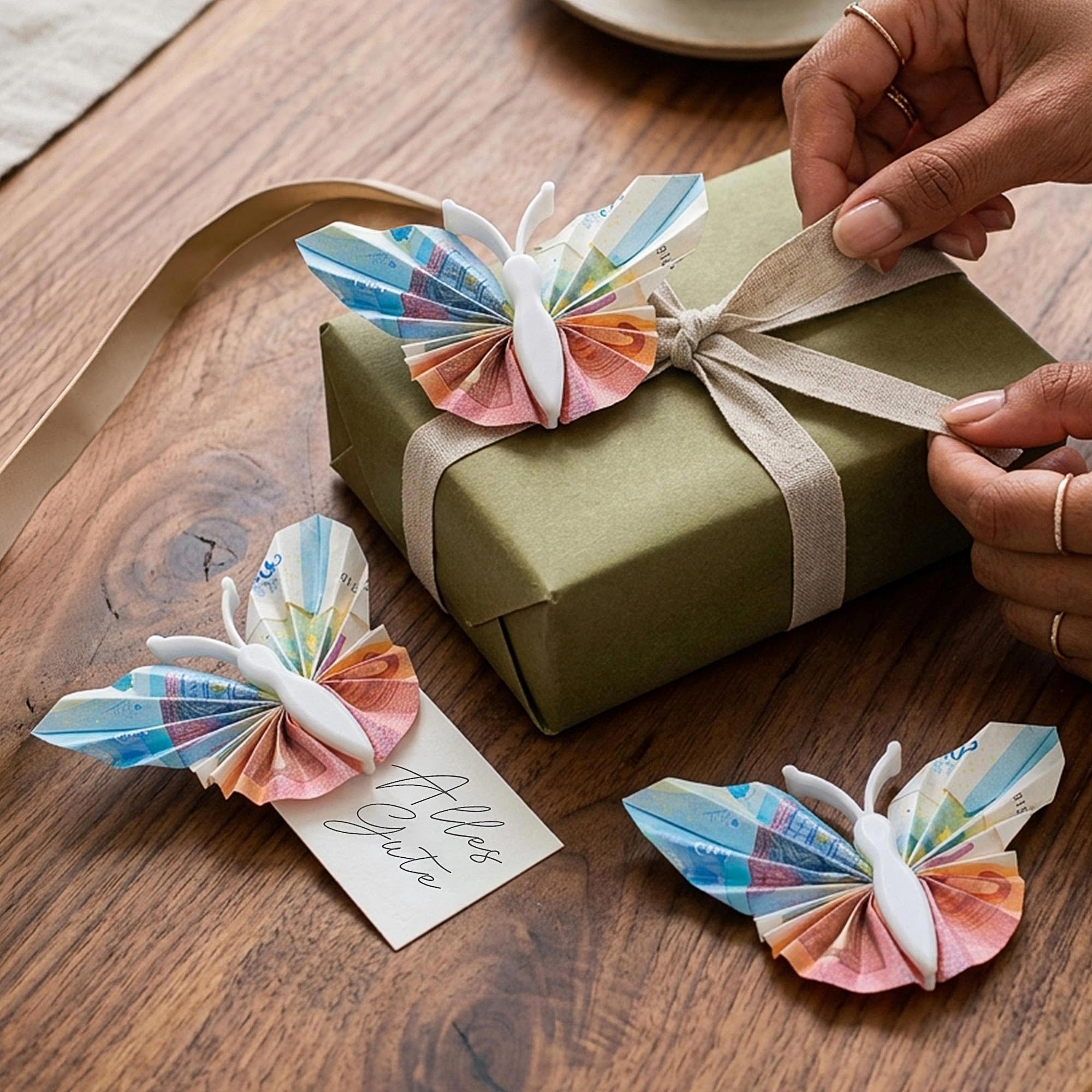 Geldgeschenk Schmetterling Weiß - 3er Set Geschenkverpackung für Geld Geldgeschenk Schmetterling Weiß - 3er Set Geschenkverpackung für Geld