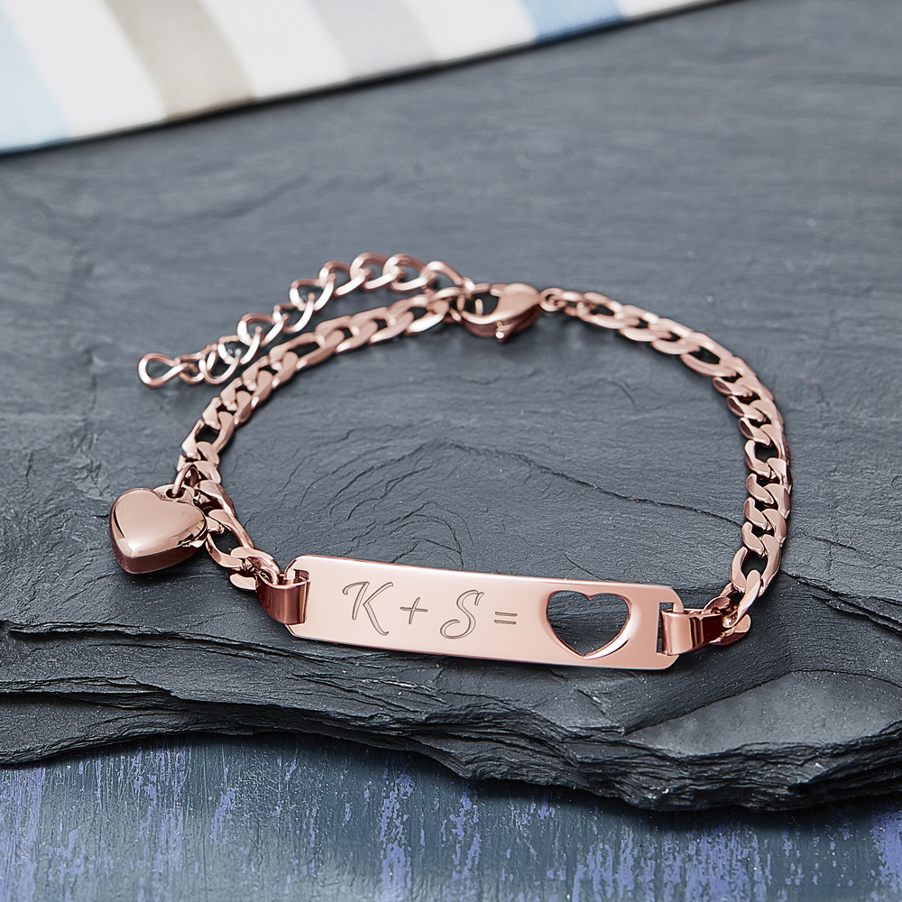 Armband mit Herzstanze Rosegold - Initialengravur 3483 - 5