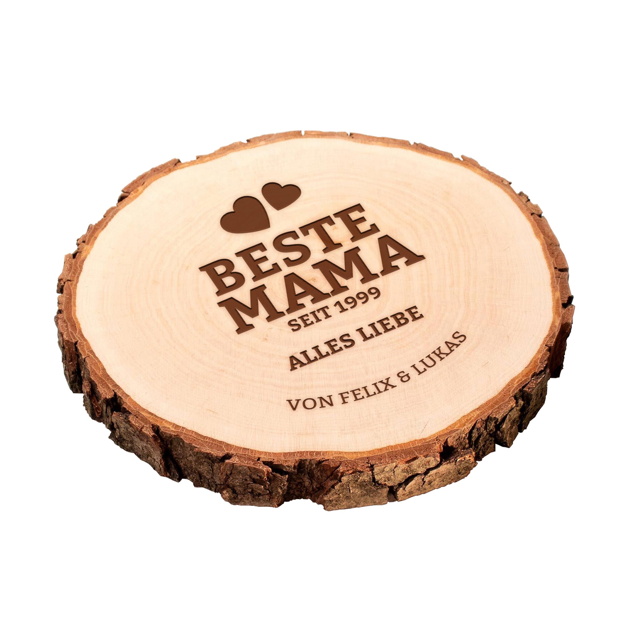 Baumscheibe mit Gravur - Beste Mama von Herzen Baumscheibe mit Gravur - Beste Mama von Herzen