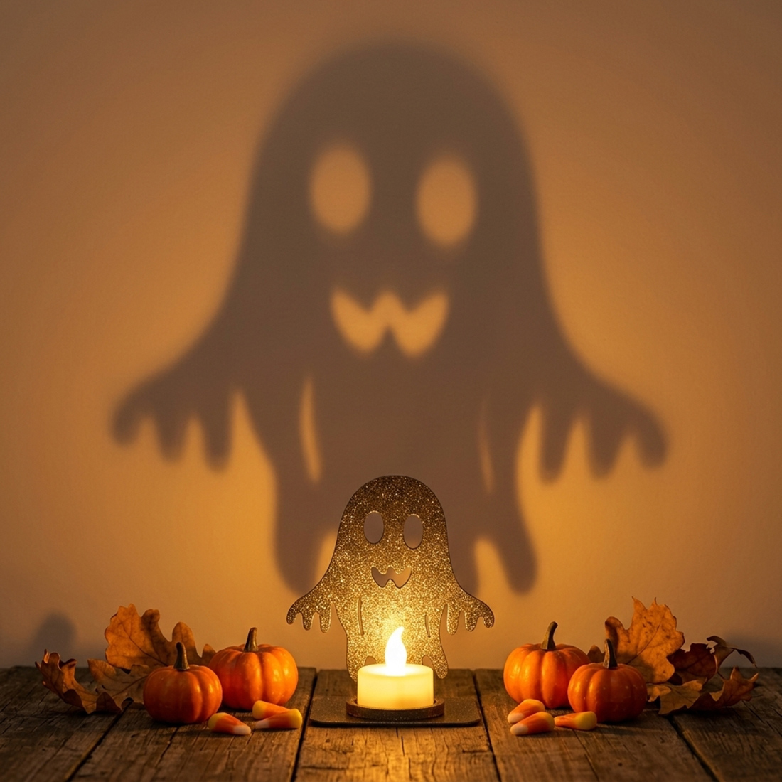 Halloween-Teelichthalter „Spuknacht“ – 2 Schattenmotive