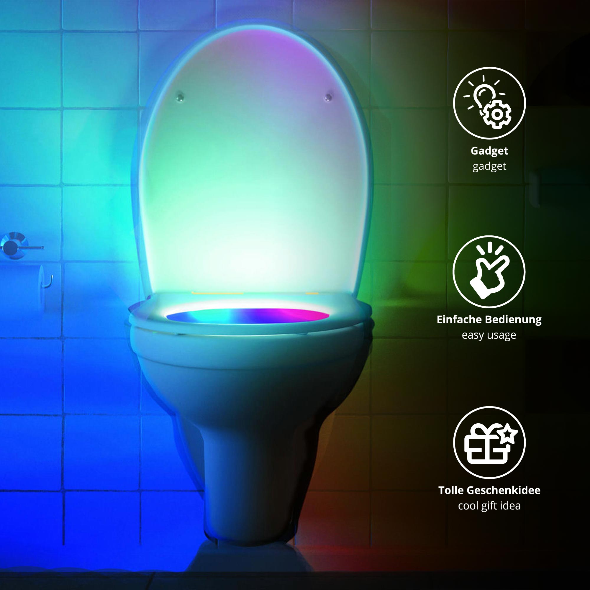 Techno Toilettenlicht mit Bewegungsmelder und Farbwechsel