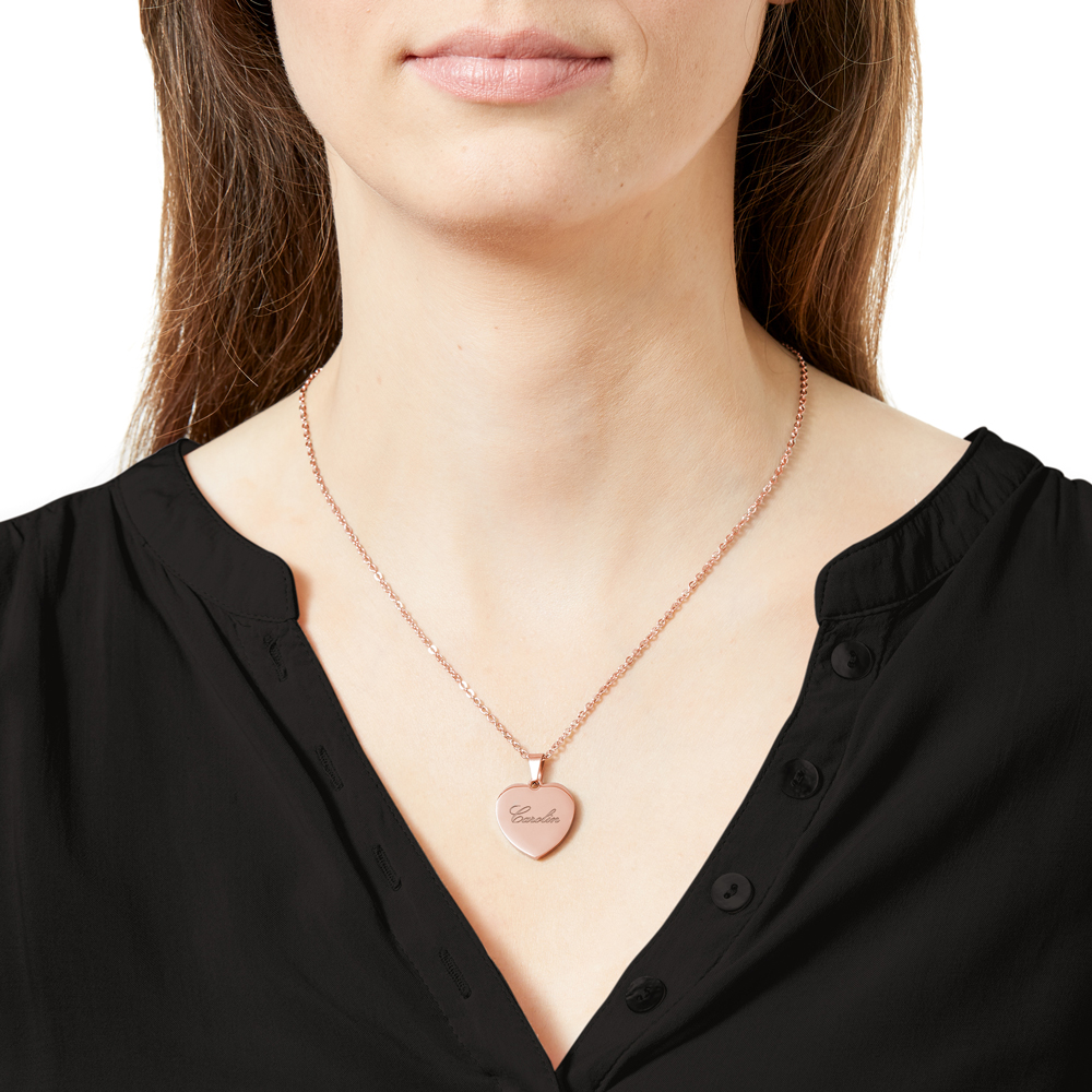 Herzanhänger Rosegold graviert mit Kette - Name 3697 - 3