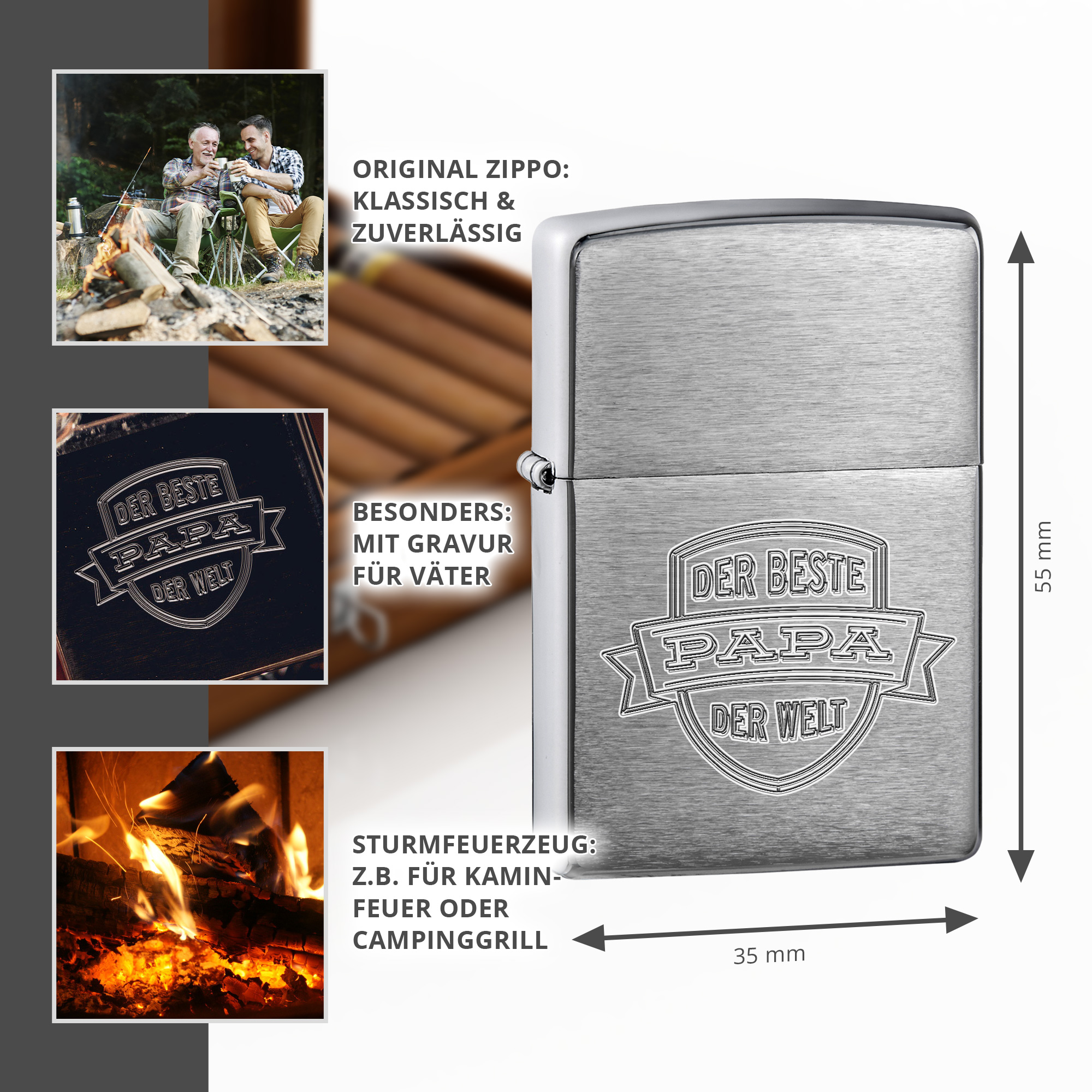 Zippo Feuerzeug mit Gravur - Bester Papa 0028-0008-DE-0001 - 1