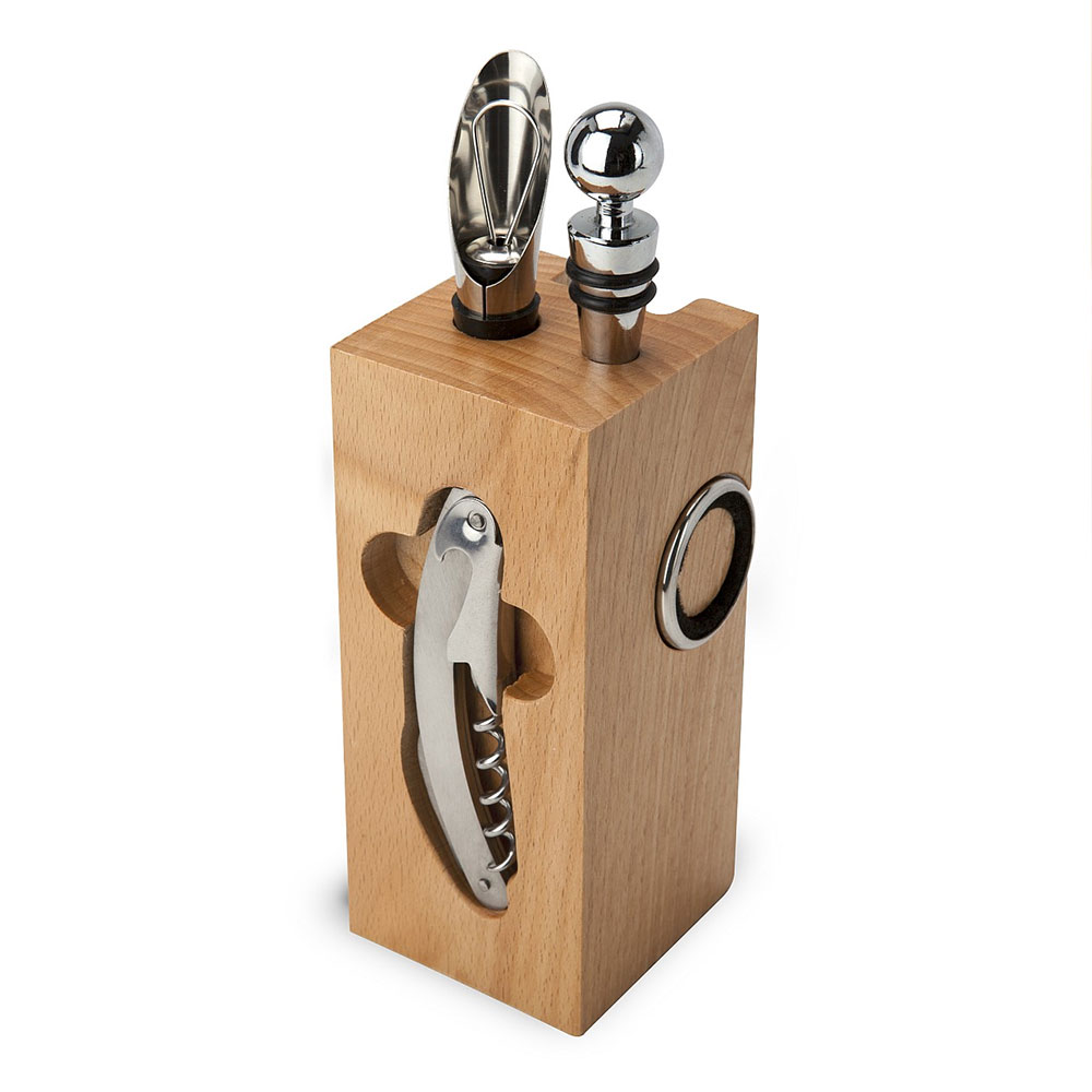 Sommelier Set - Holzblock Buche 3626 - 1