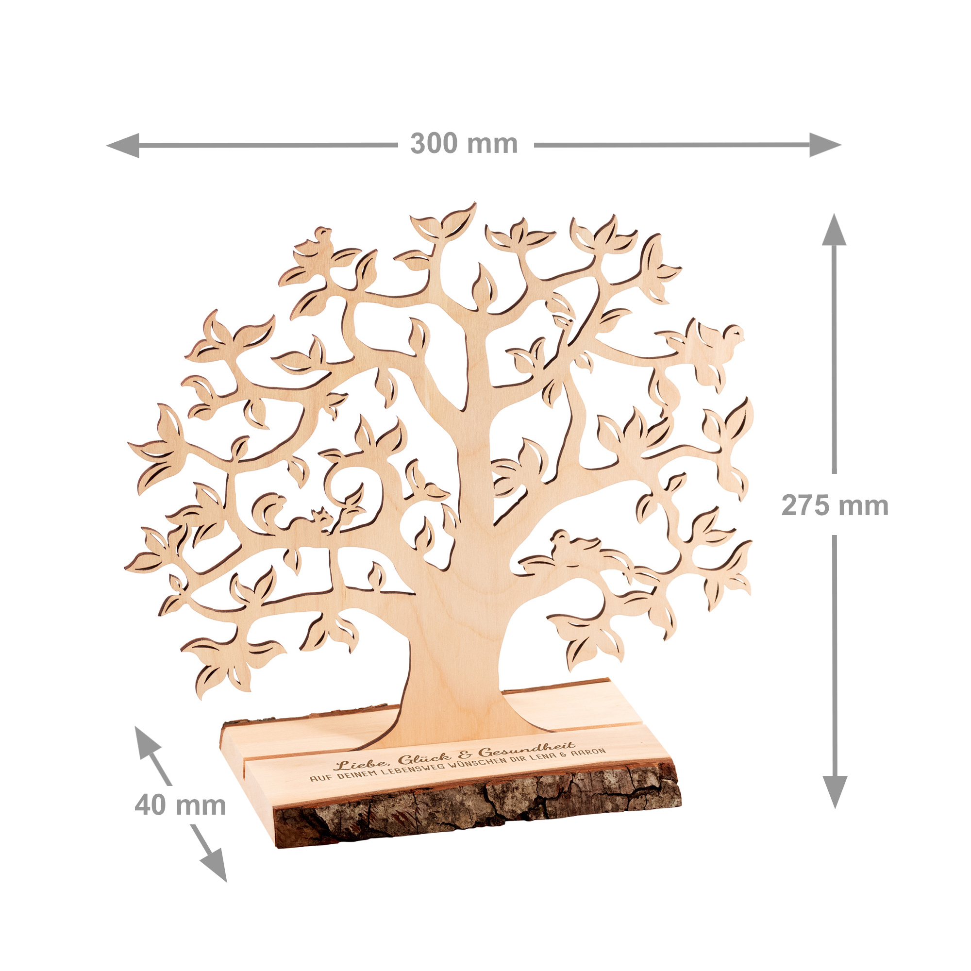 Baum mit Sockel graviert - Geburt (klein)