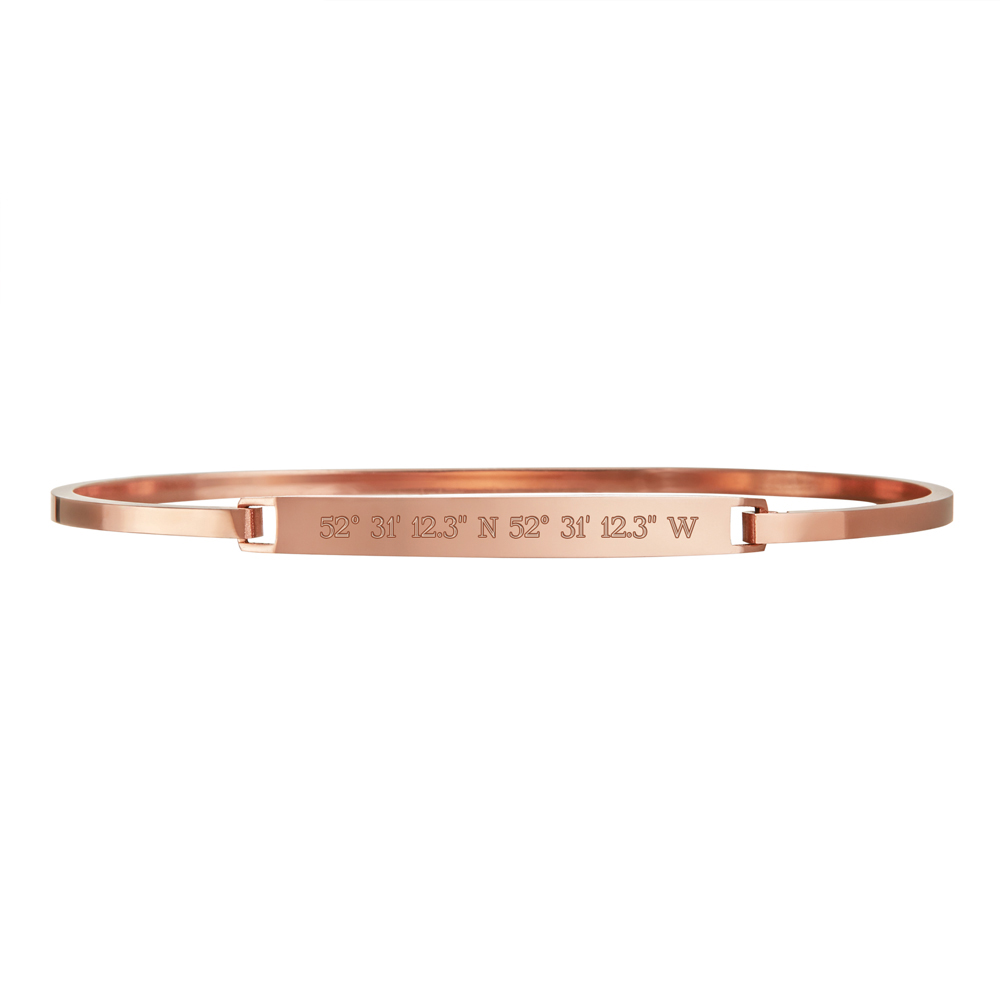 Armreif Rosegold mit Gravur - Geokoordinaten 3549 - 3