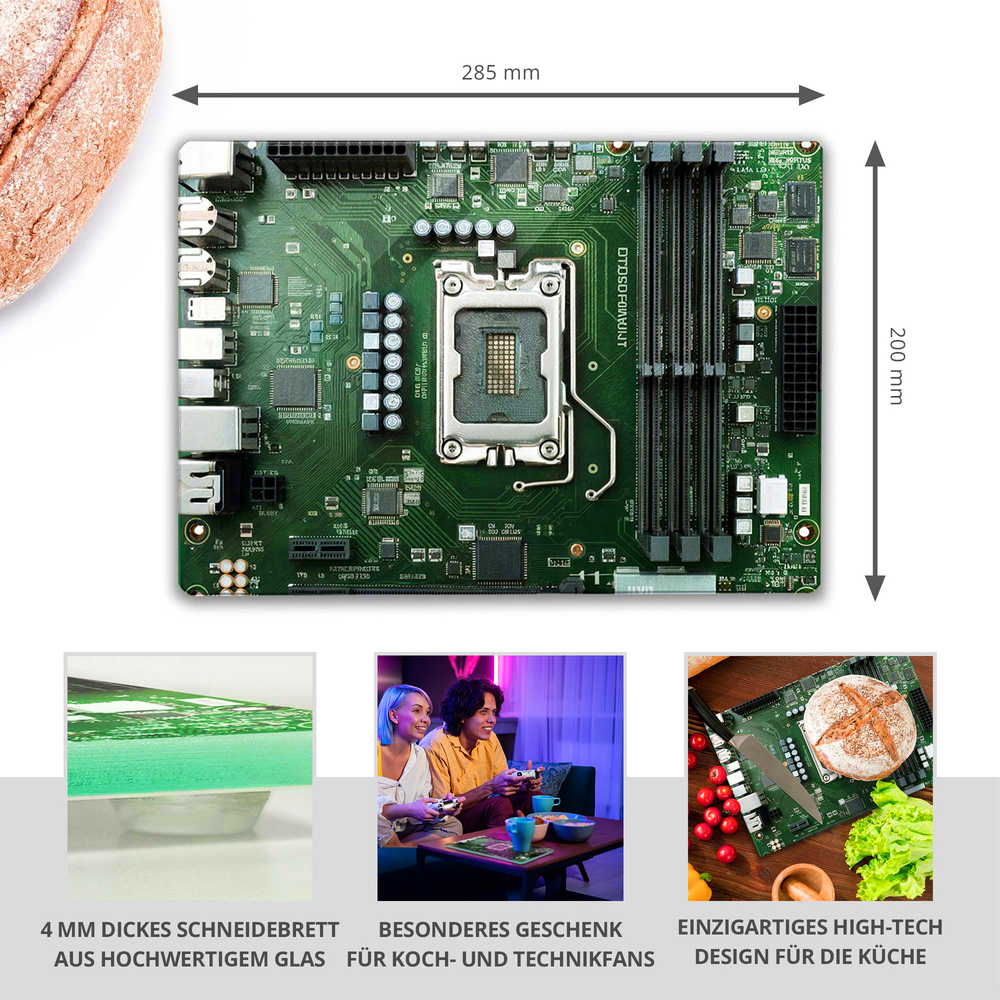 Glas Schneidebrett - Motherboard Glas Schneidebrett - Motherboard