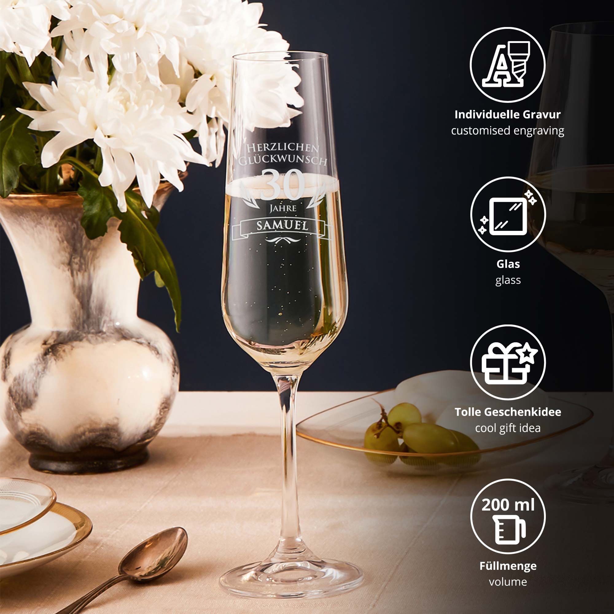 Sektglas zum 30. Geburtstag Sektglas zum 30. Geburtstag