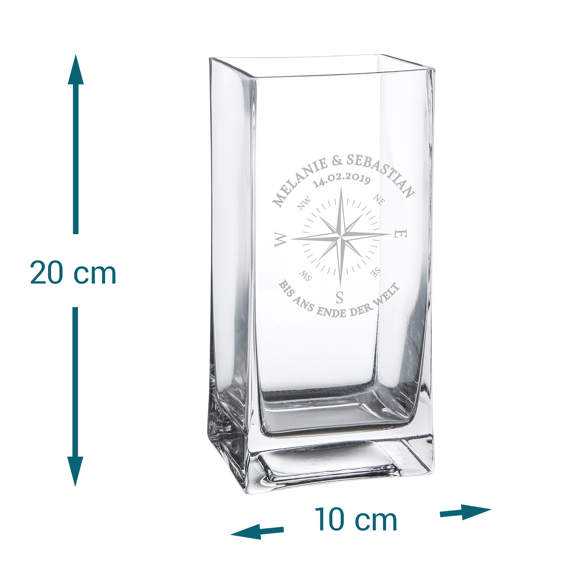 Vase mit Gravur - Liebeskompass