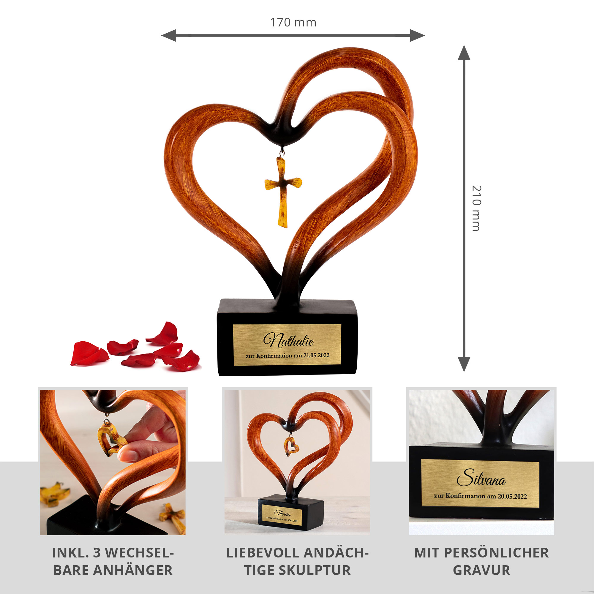 Holz Herz Skulptur - Konfirmation 0021-0008-DE-0001 - 1