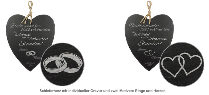 Schieferherz zur Hochzeit - personalisiert 1222 - 1