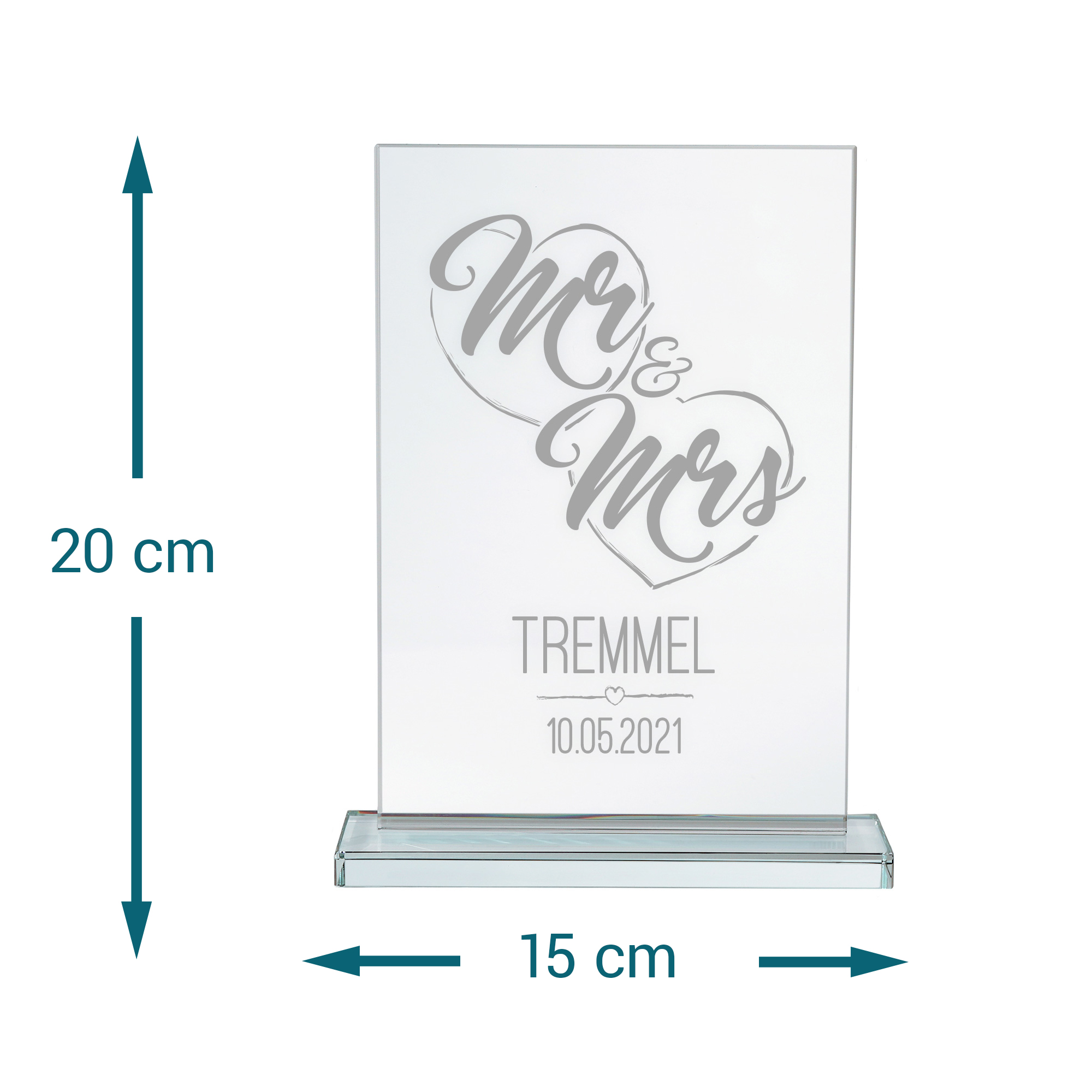 Personalisierter Glaspokal zur Hochzeit - Mr and Mrs 2162-66-MZ - 5