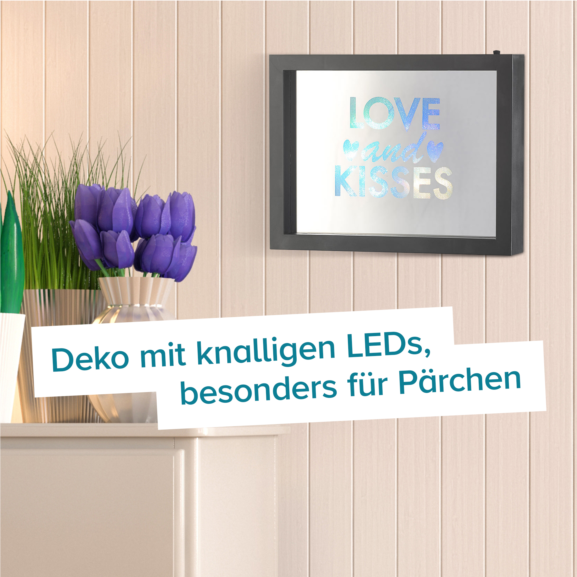 LED Rahmen mit Farbwechsel - Love And Kisses 4065 - 7