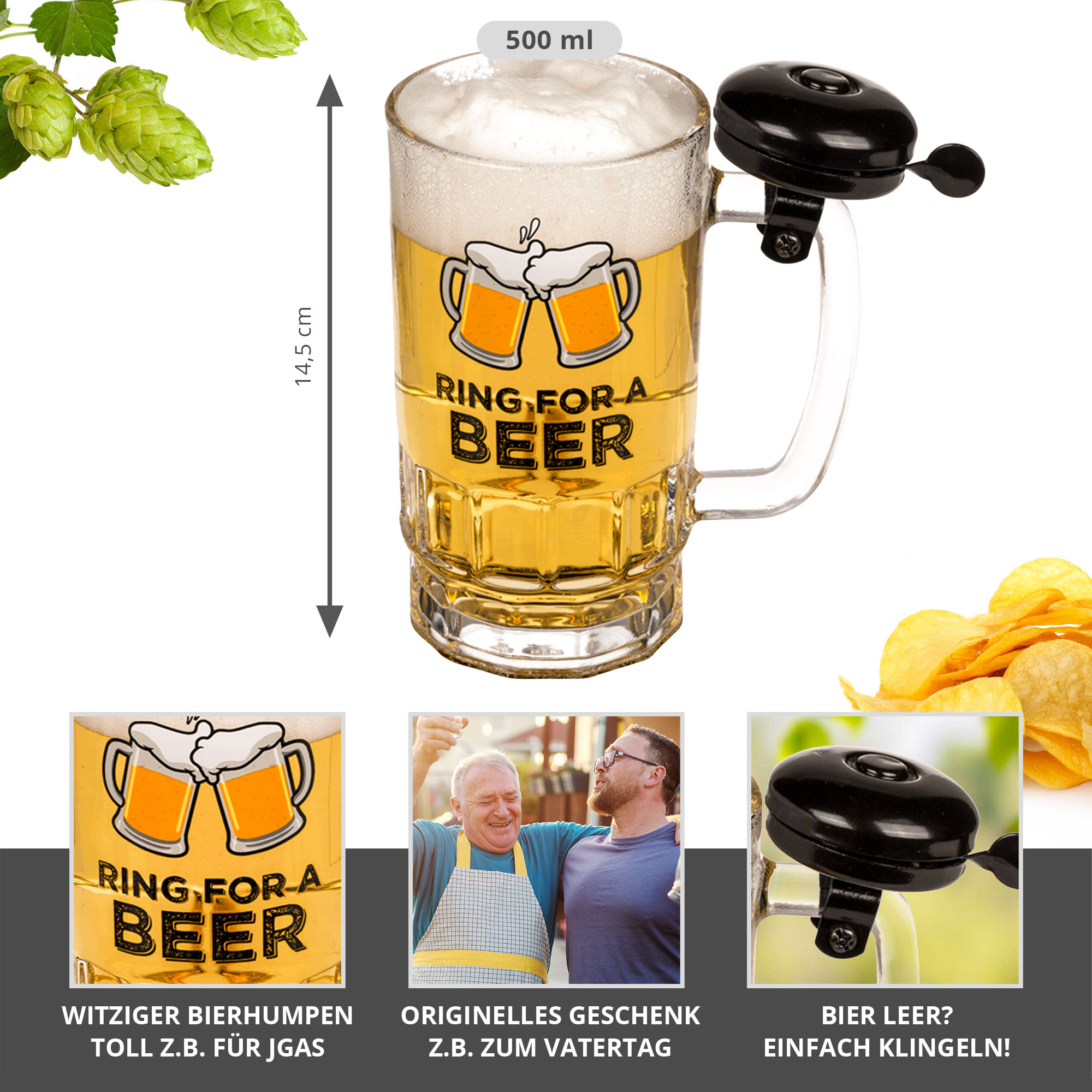 Bierkrug mit Klingel